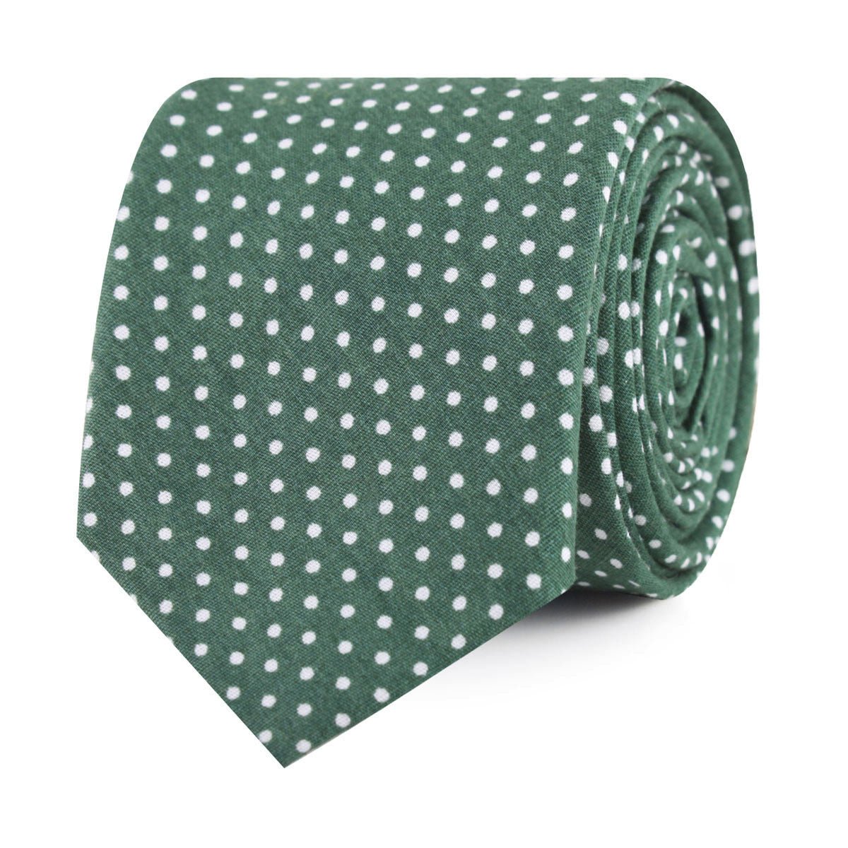 Olive Green Polka Dot Cotton Skinny Tie