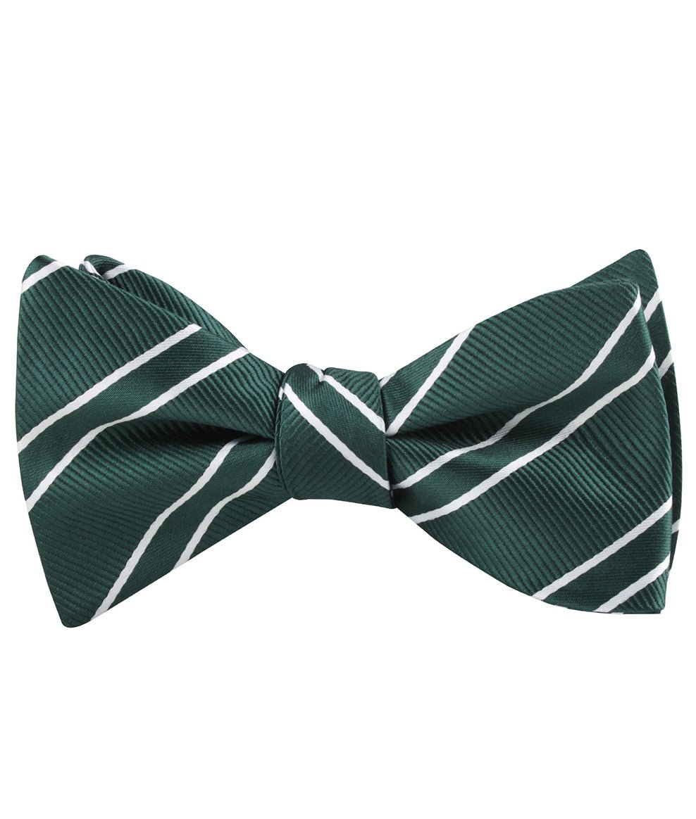 Emerald Green Double Stripe Self Bow Tie