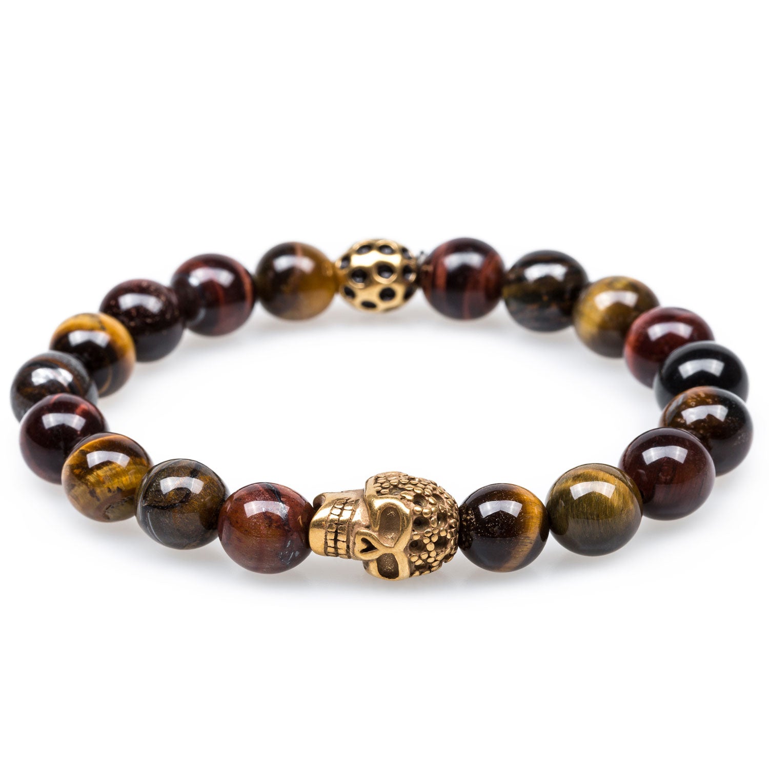 Arizona Tiger's Eye Gold Skull Bracelet