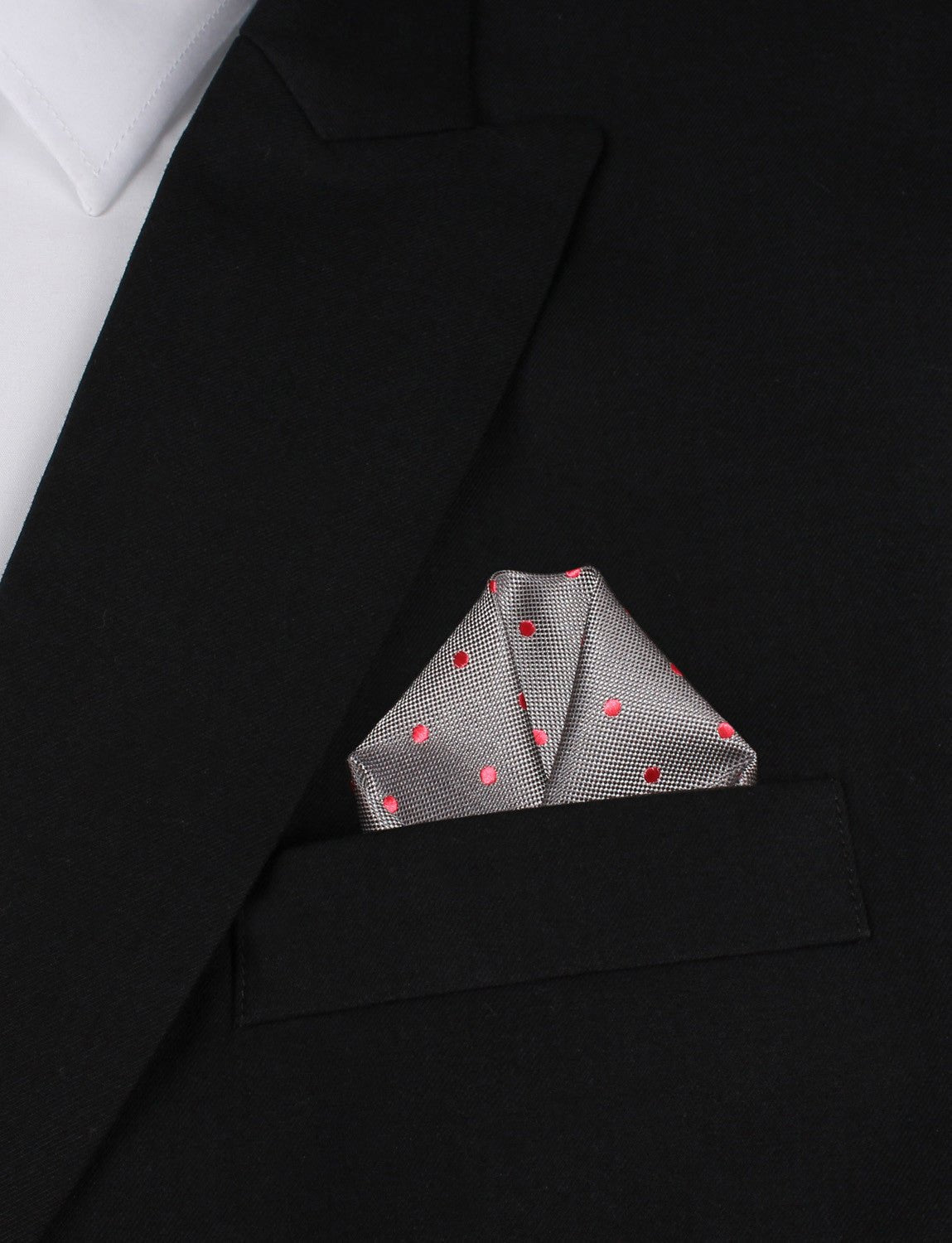 Grey with Hot Pink Polka Dots Pocket Square