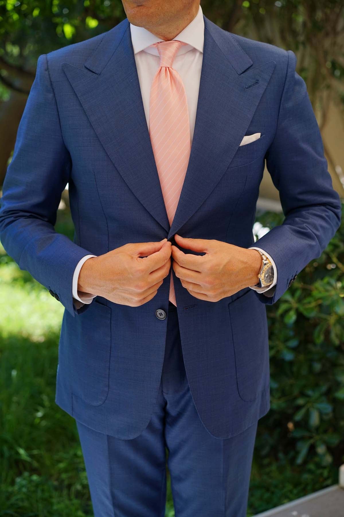 Blush Pink Herringbone Pinstripe Necktie