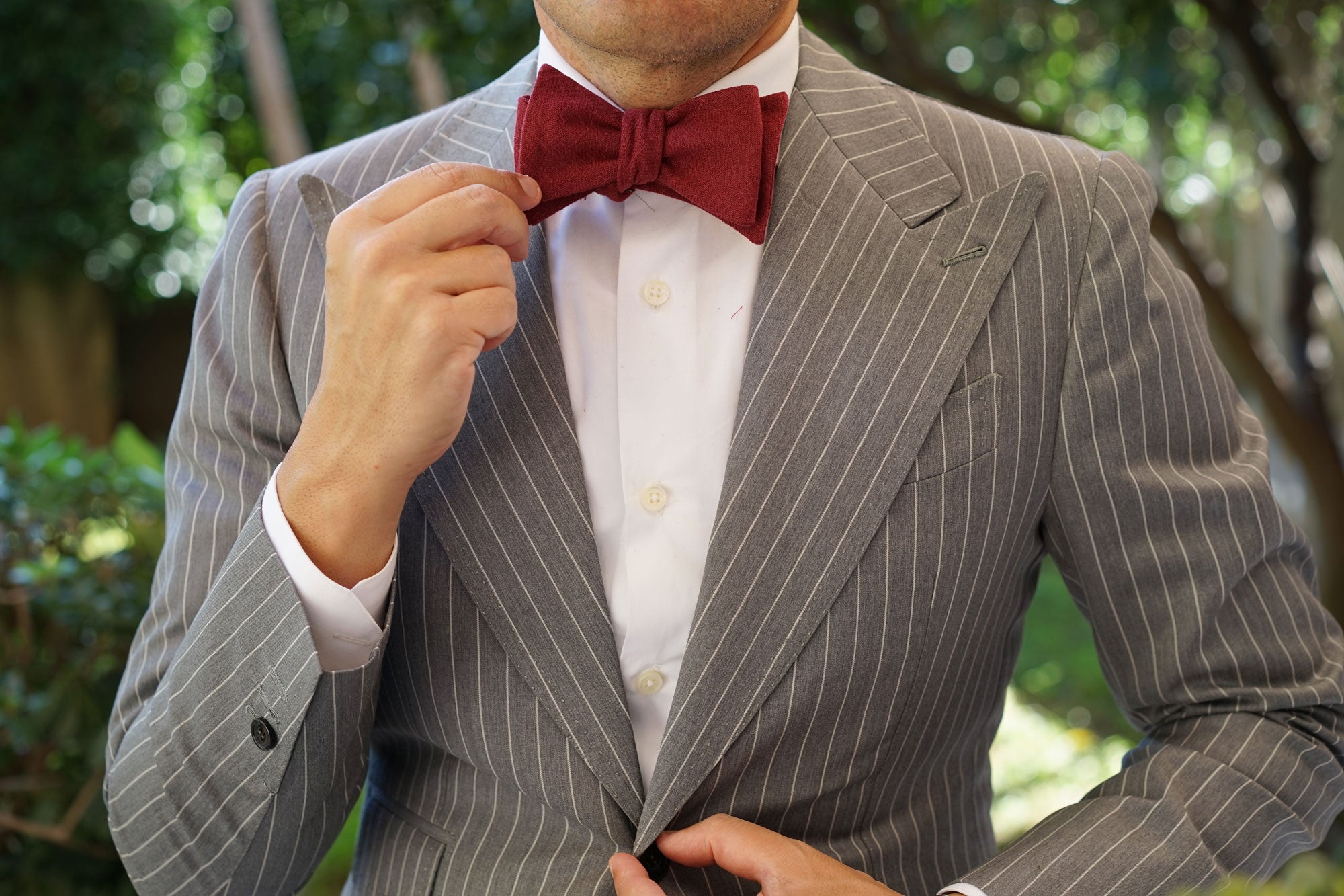 Cabernet Burgundy Linen Self Bow Tie