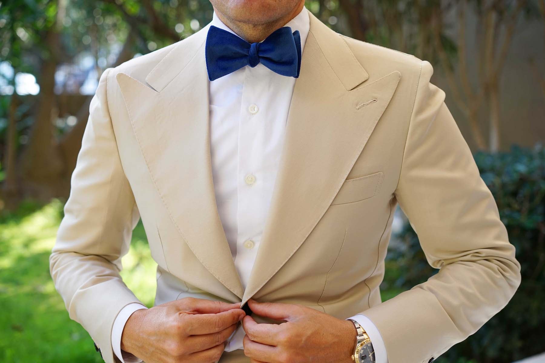 Royal Blue Velvet Self Bow Tie