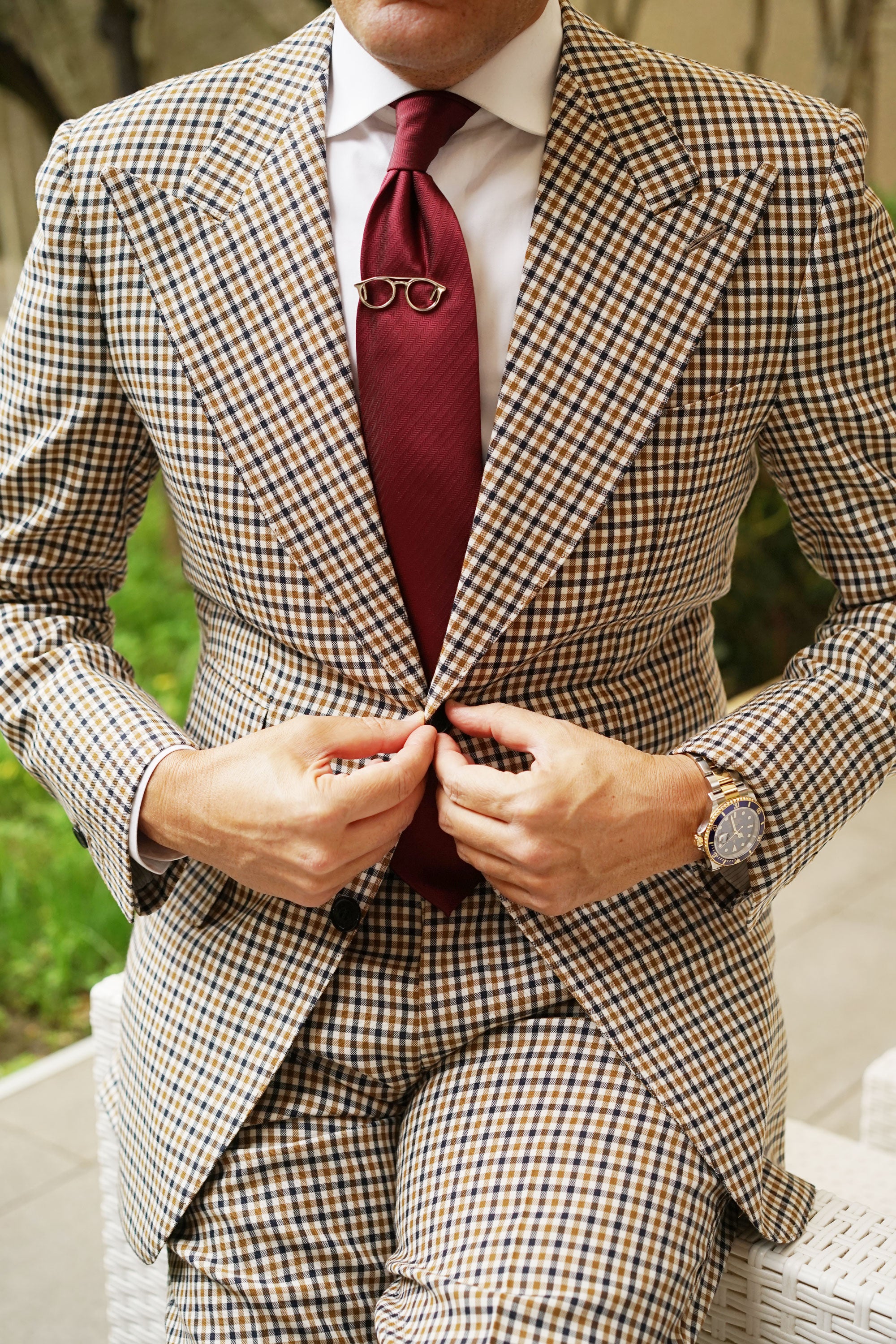 Silver Glasses Tie Bar