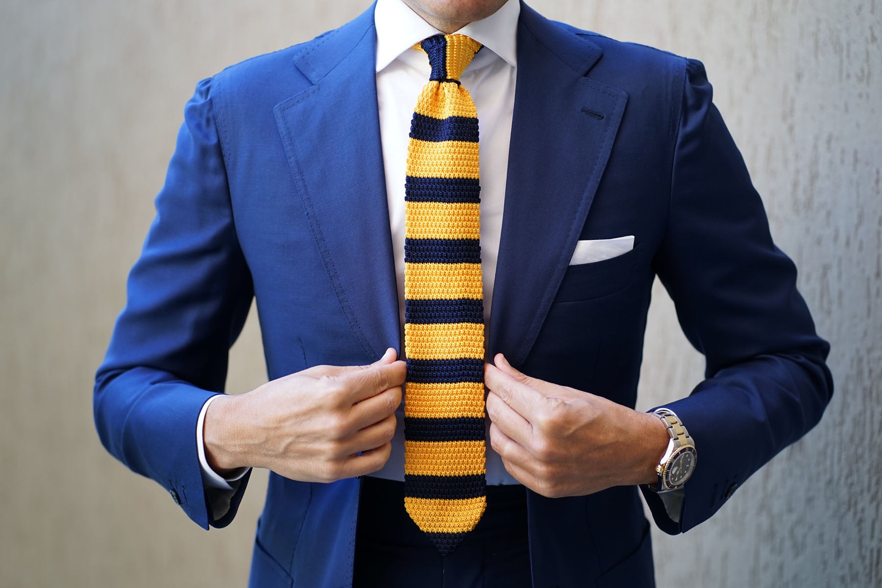 Pineapple Yellow Striped Knitted Tie