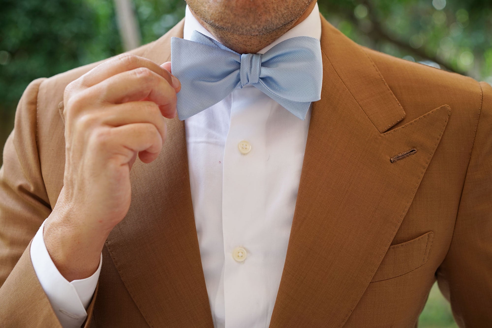 Dusty Ice Blue Weave Self Bow Tie