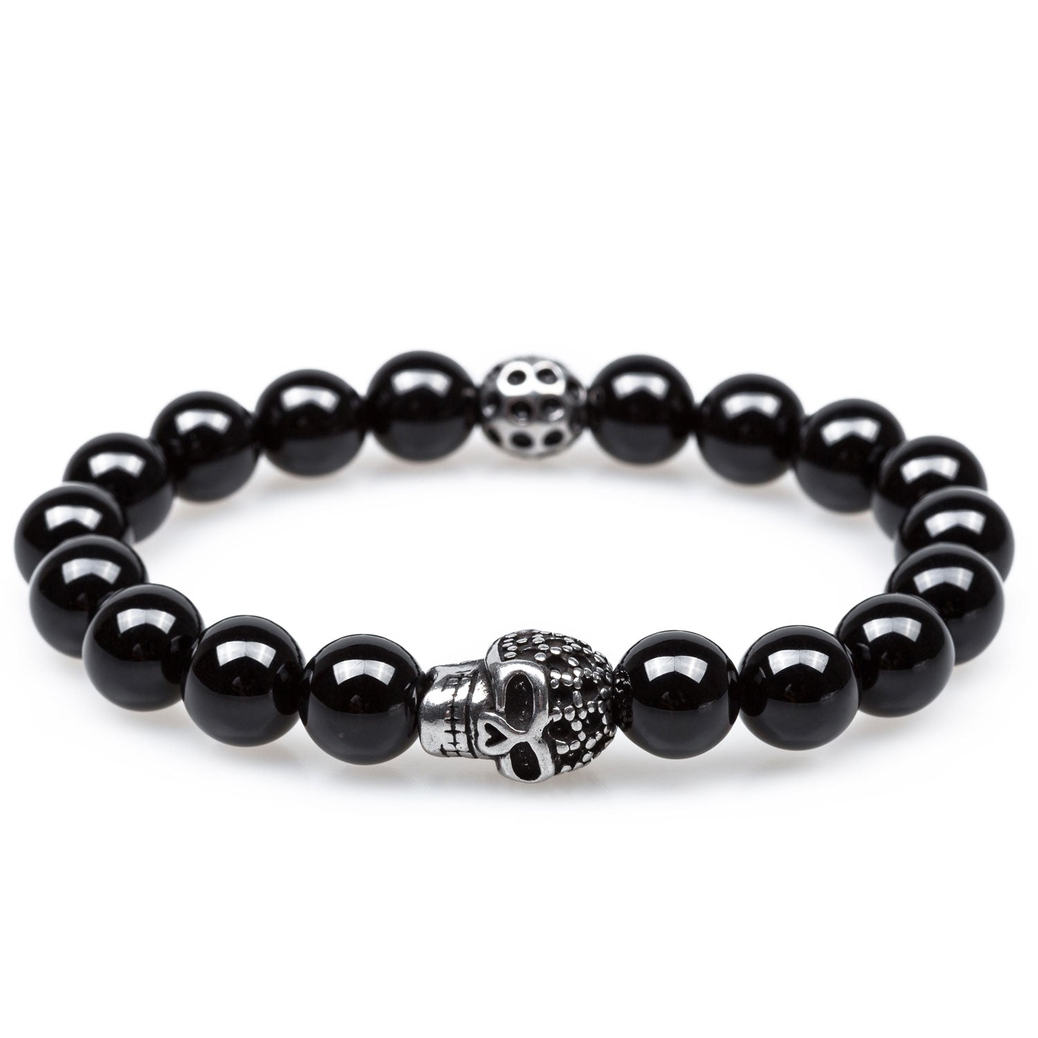 Calavera Onyx Silver Skull Bracelet