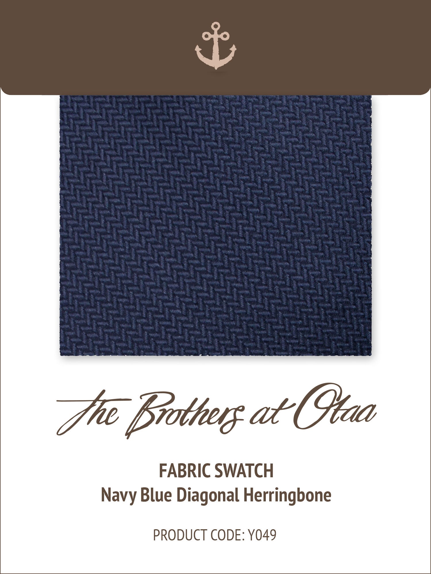 Fabric Swatch (Y049) - Navy Blue Diagonal Herringbone