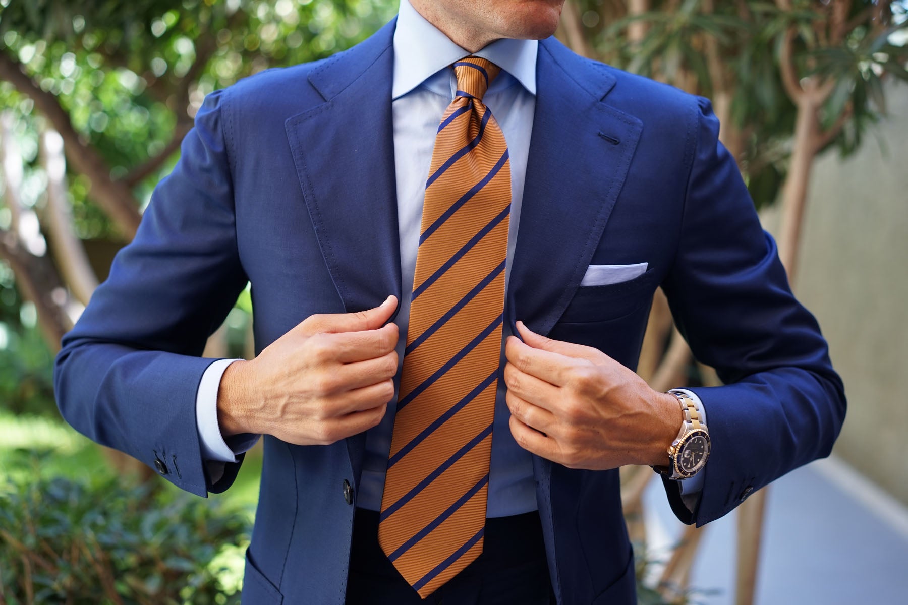 Golden Brown Pencil Stripe Tie