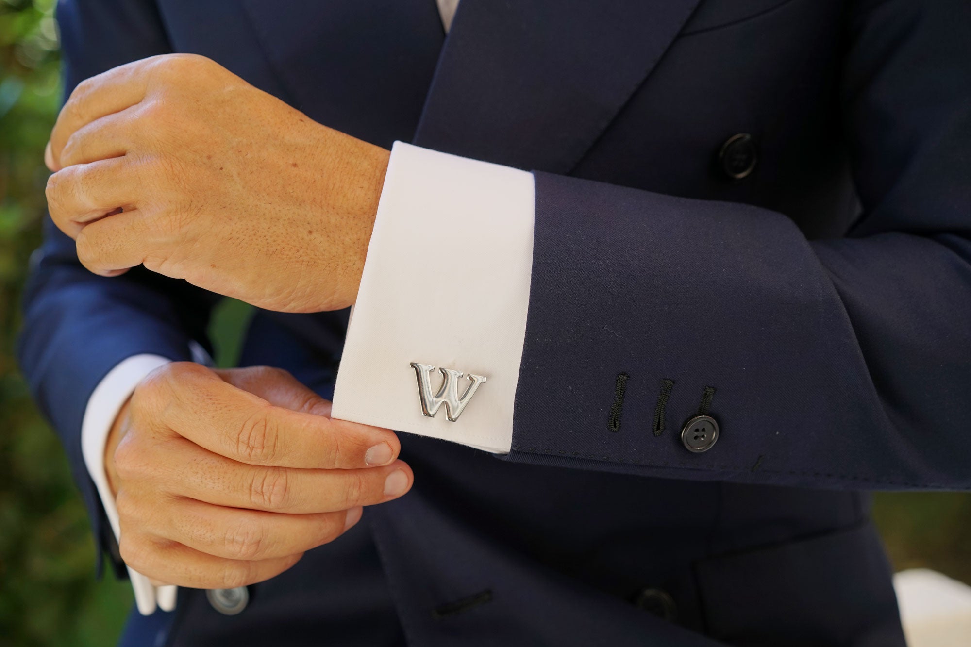 Letter W Silver Cufflinks