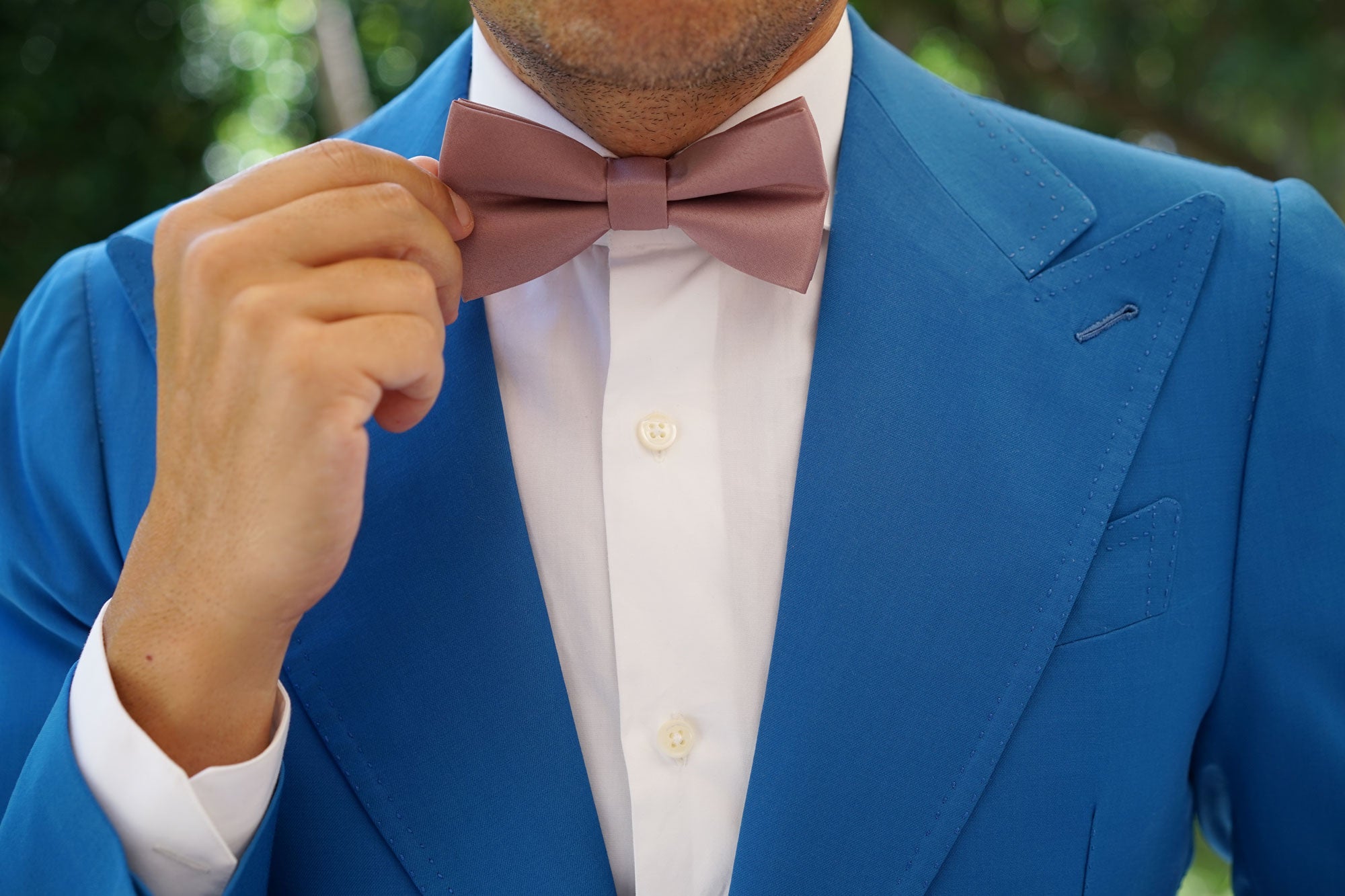 Dusty Mauve Satin Bow Tie