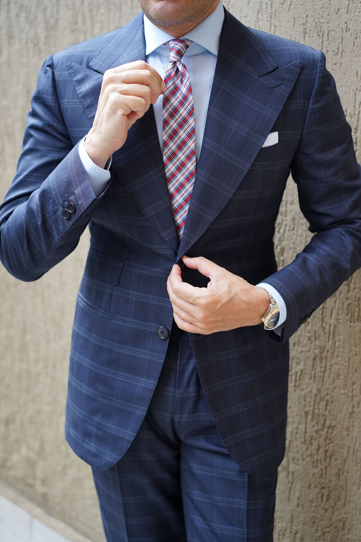 Tango Maroon with Blue Stripes Skinny Tie