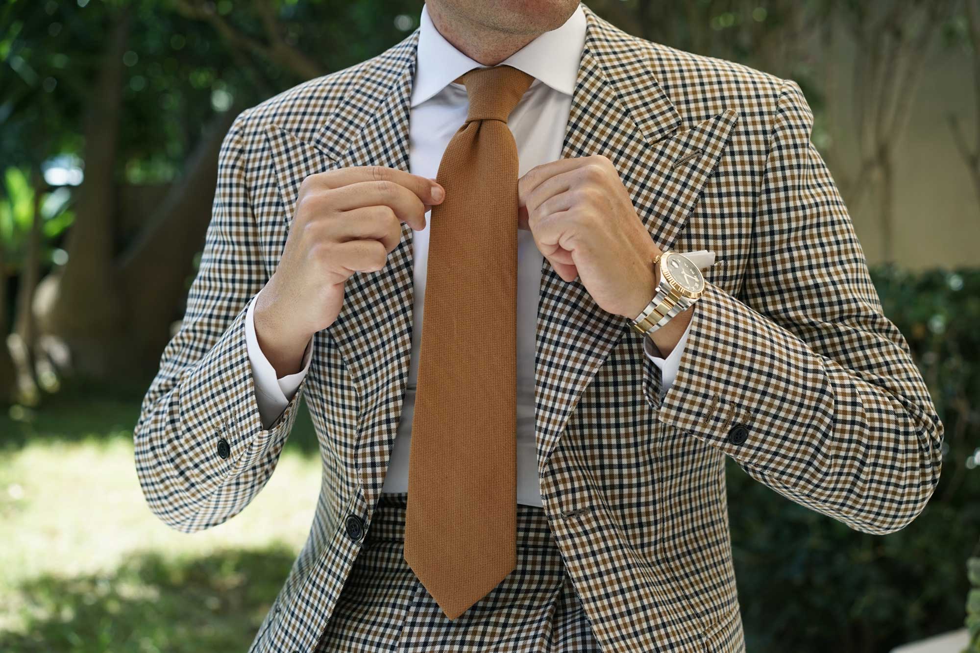 Dark Mustard Twill Linen Necktie