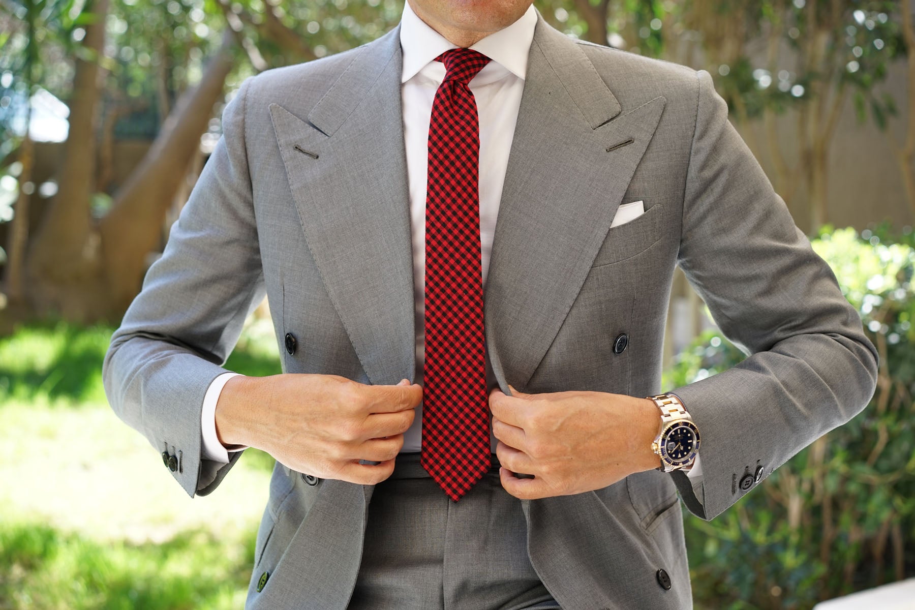 Red Belfast Gingham Skinny Tie