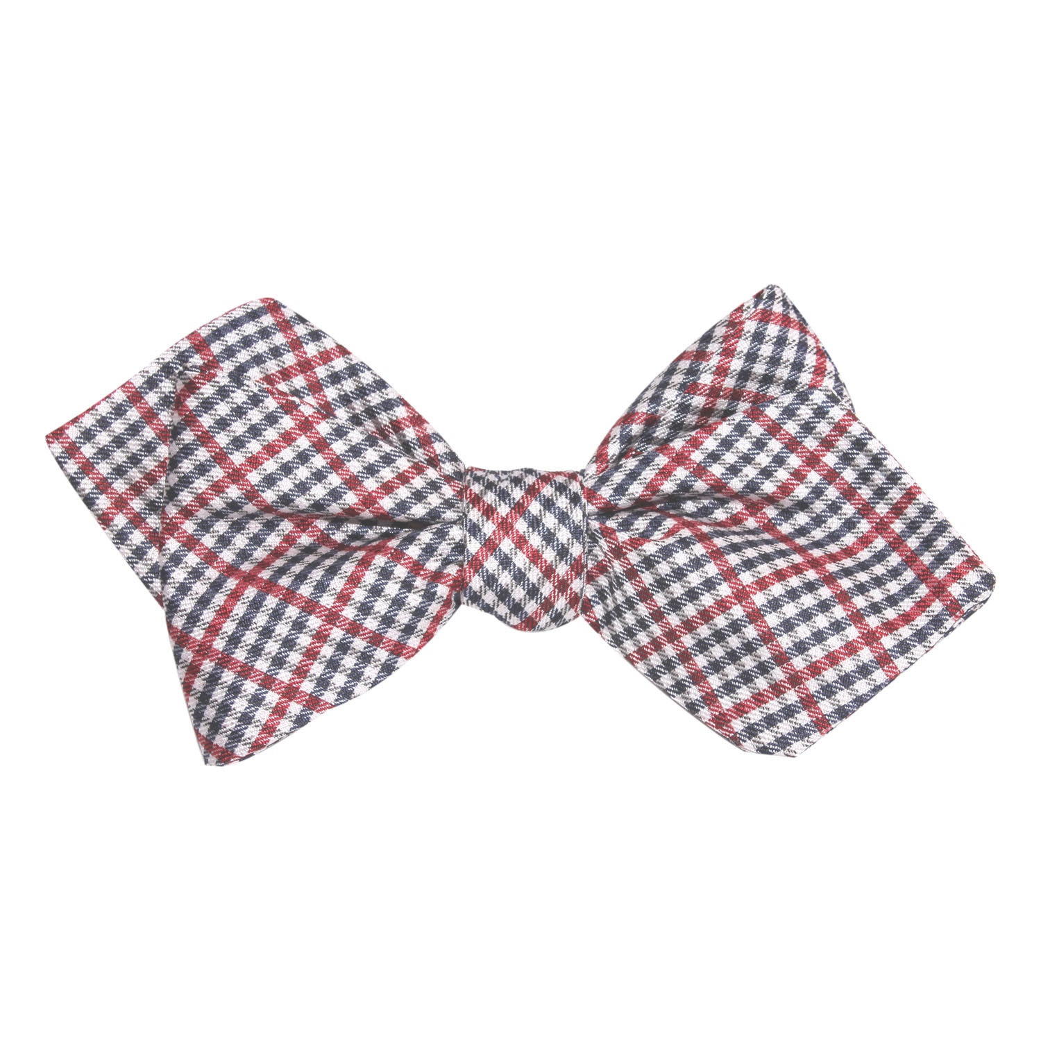 Crimson Gingham Self Tie Diamond Tip Bow Tie