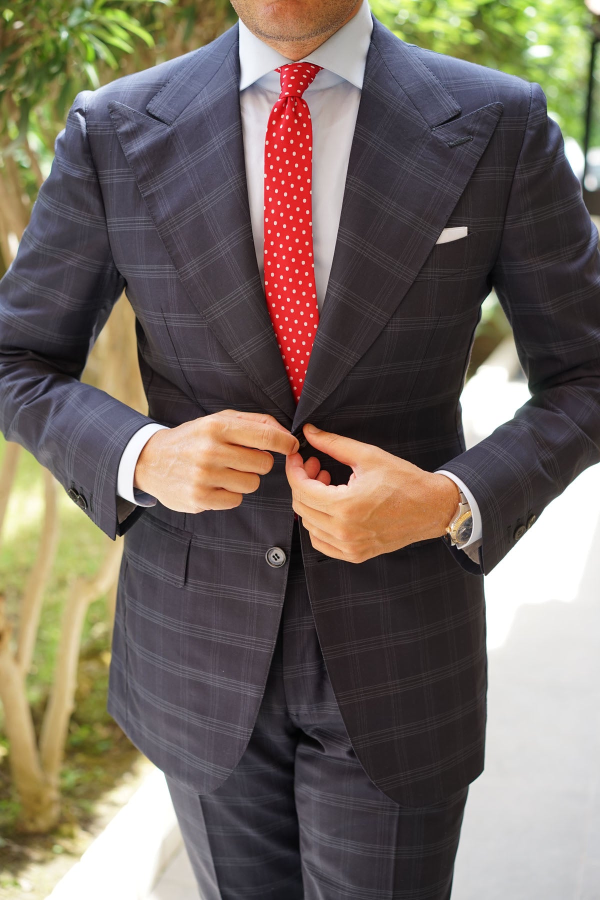 Royal Red Polka Dots Skinny Tie