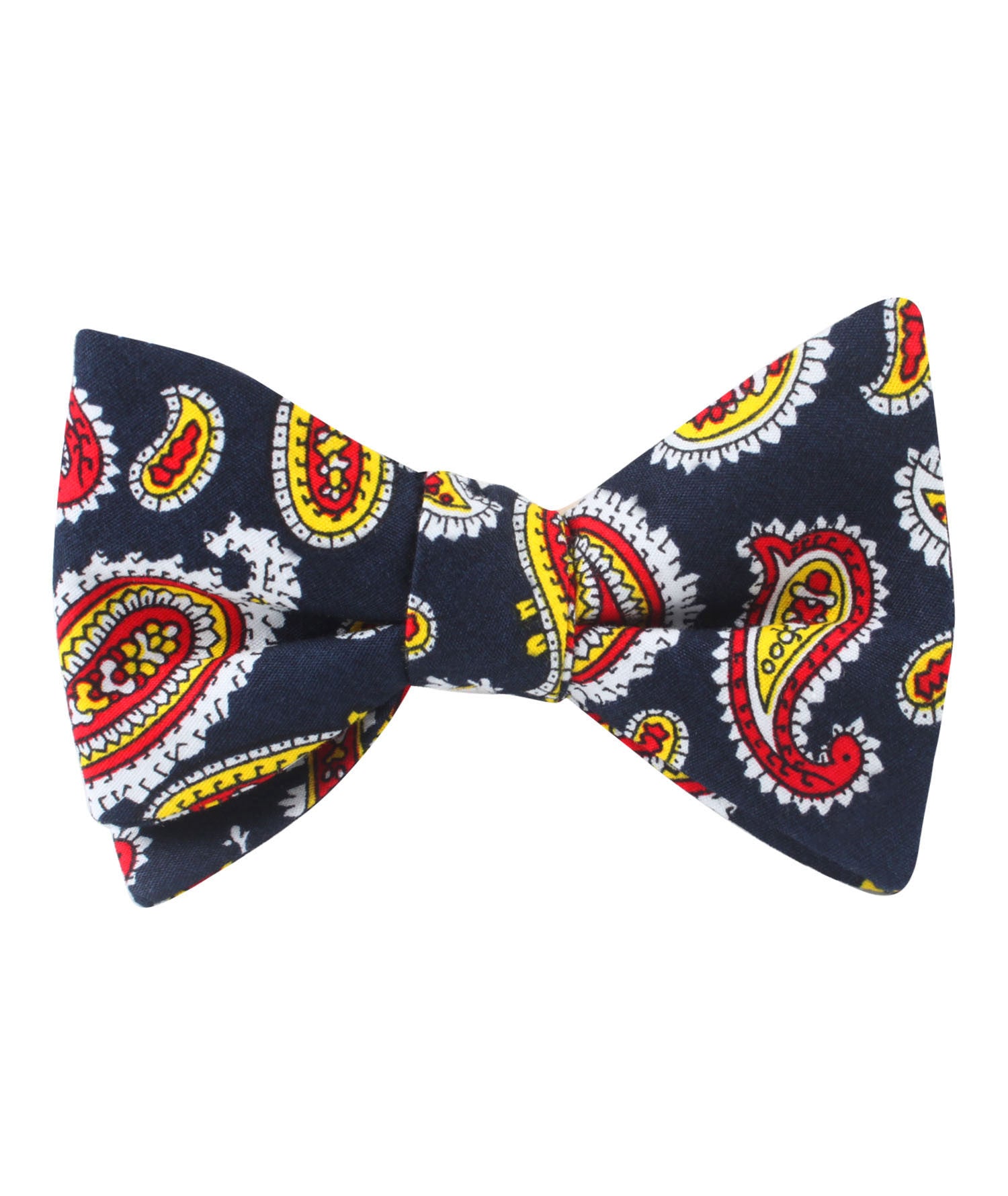 Vulcano Red & Yellow Paisley Self Bow Tie