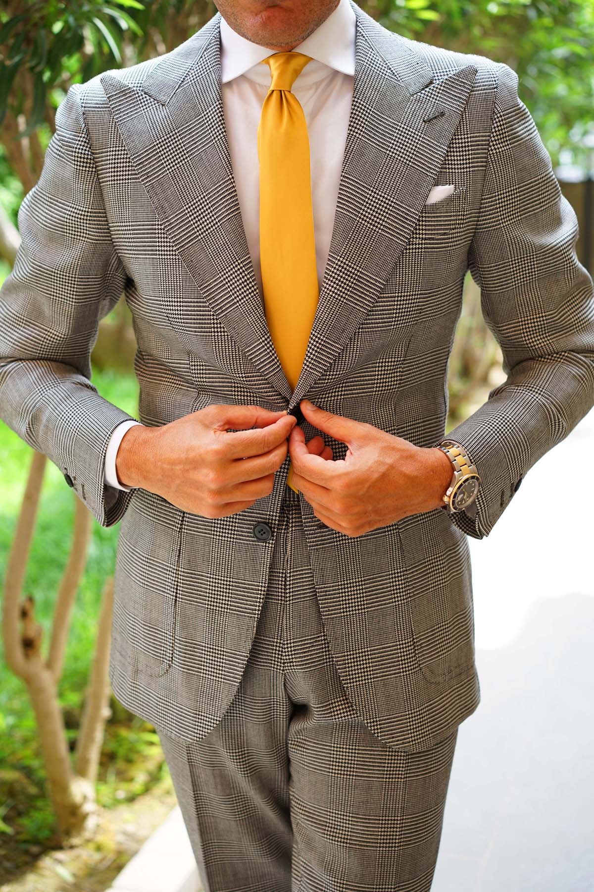 Gold Satin Skinny Tie