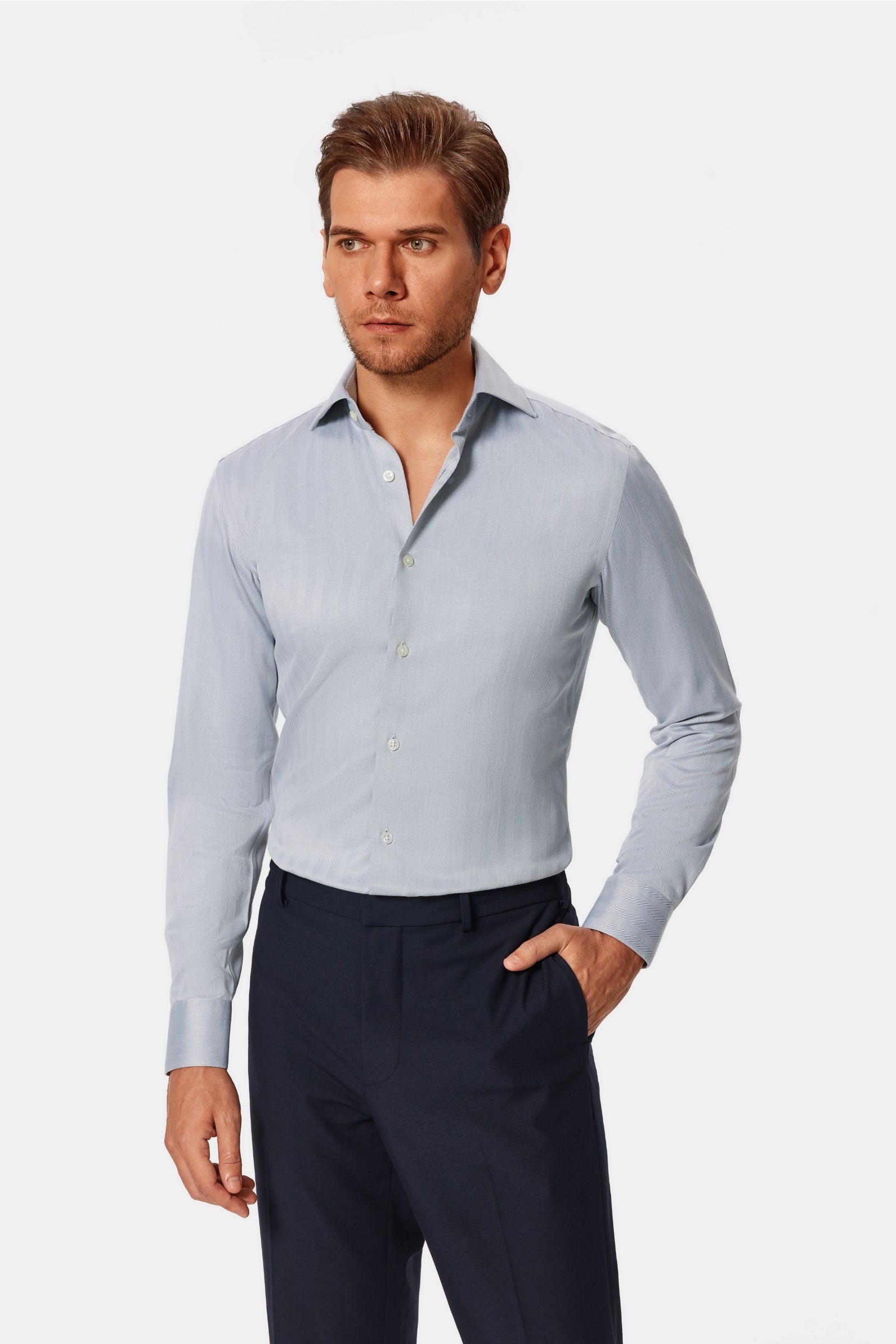 Van Patten Gray Herringbone Lucious Non-Iron Shirt