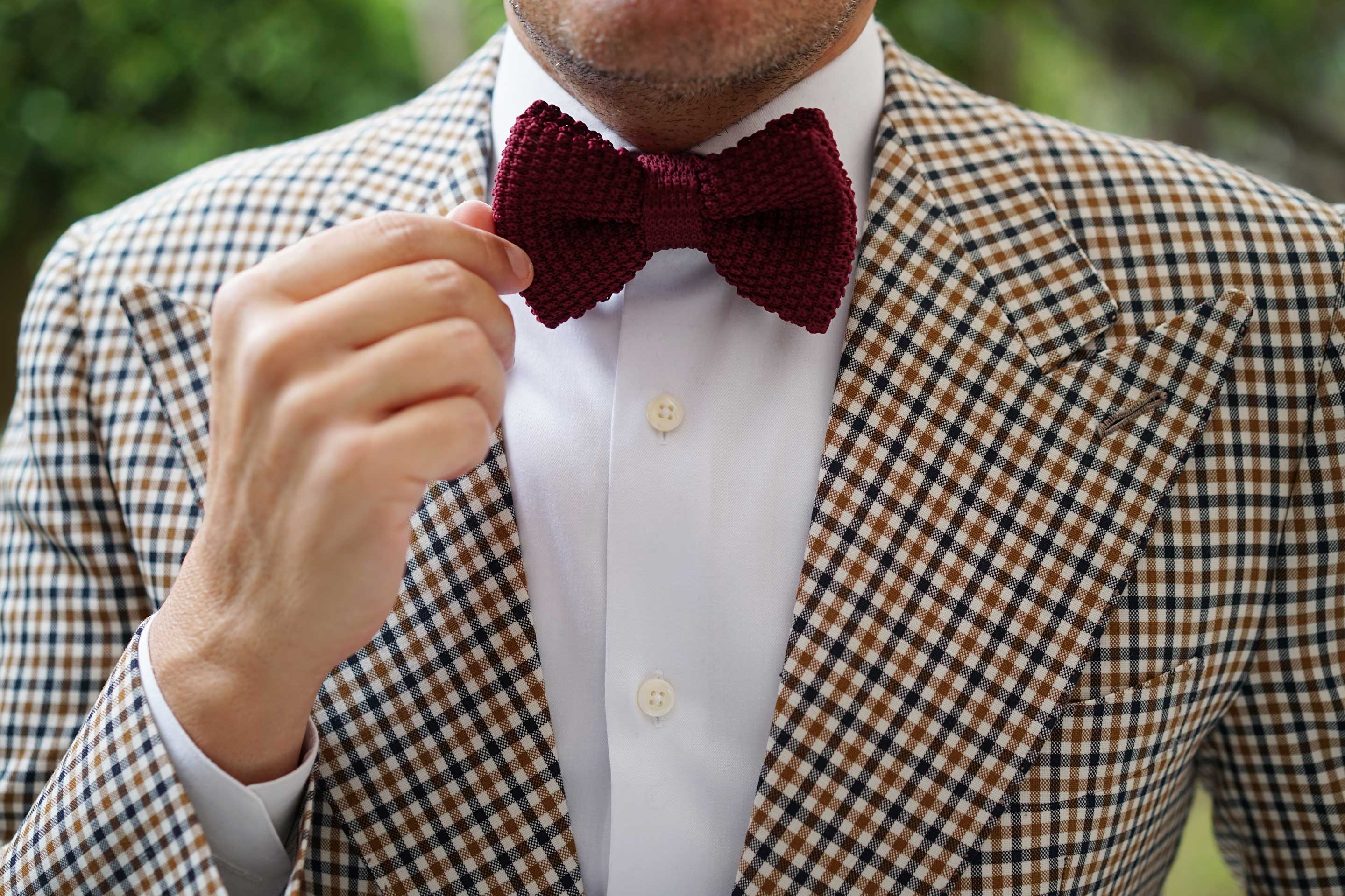 Maroon Knitted Bow Tie