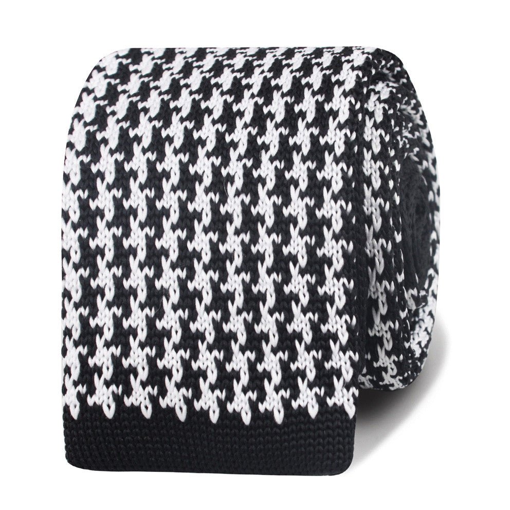 Hattori Hanzo Black Houndstooth Knitted Tie