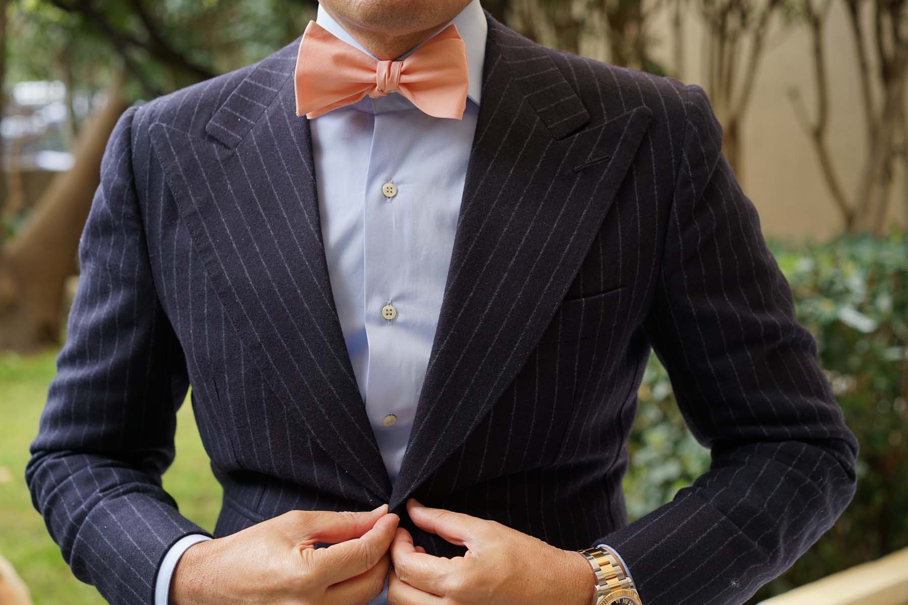 Peach Cotton Self Tie Bow Tie