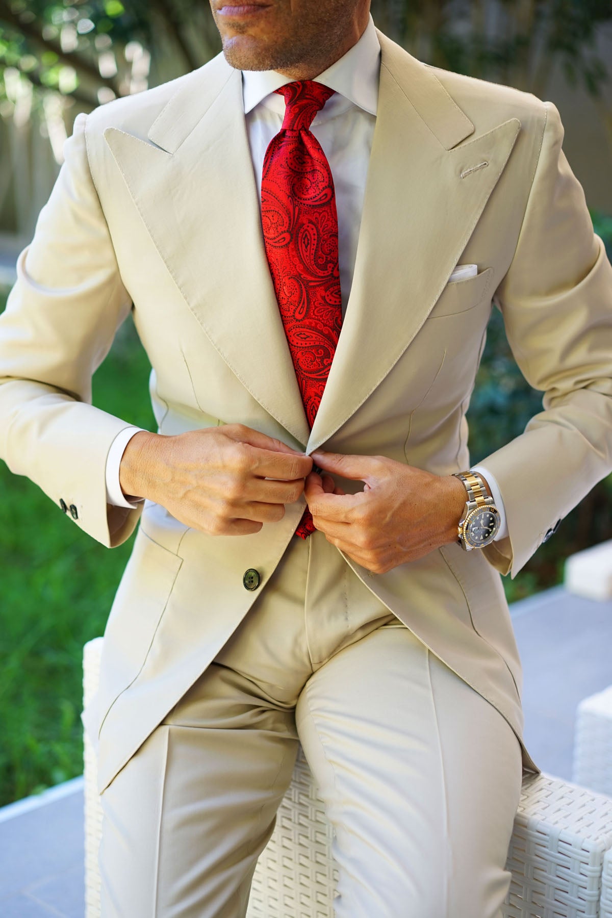 Paisley Red Maroon with Black Tie