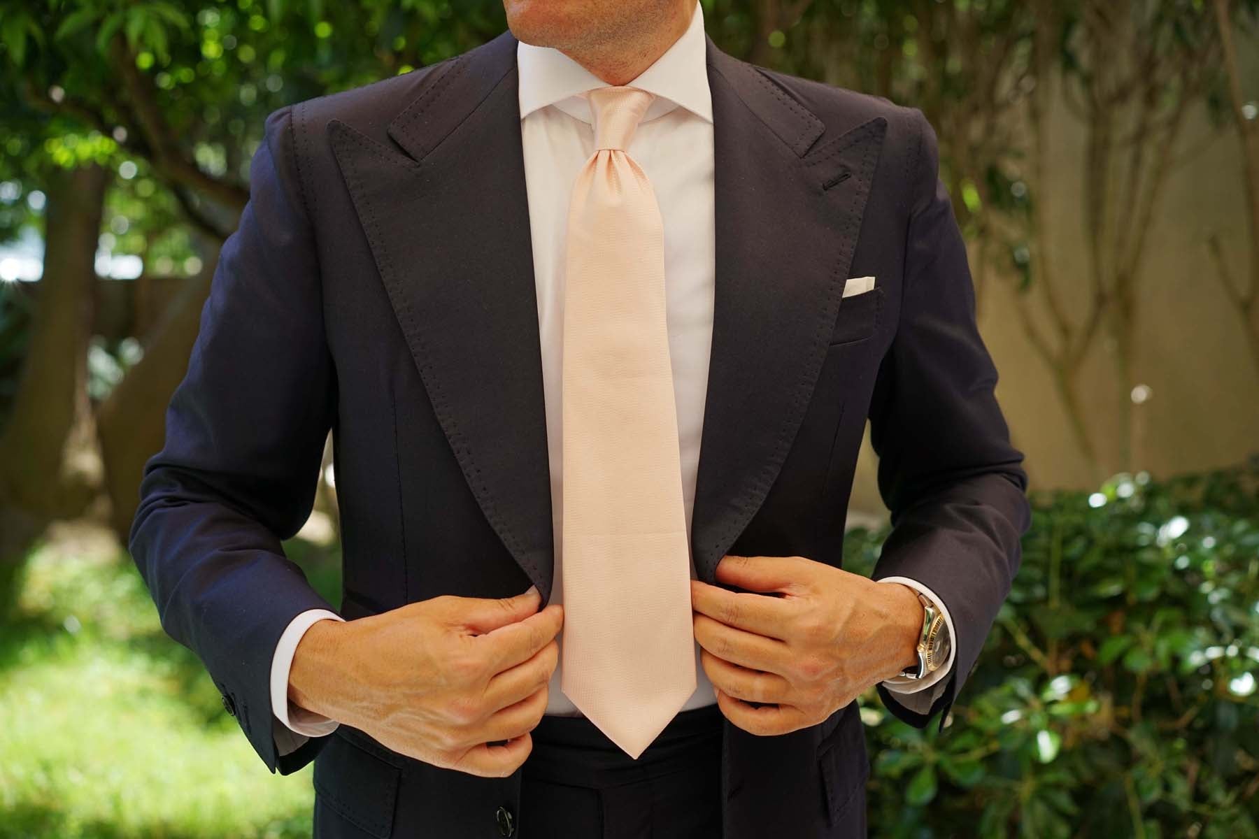 Blush Pink Basket Weave Necktie