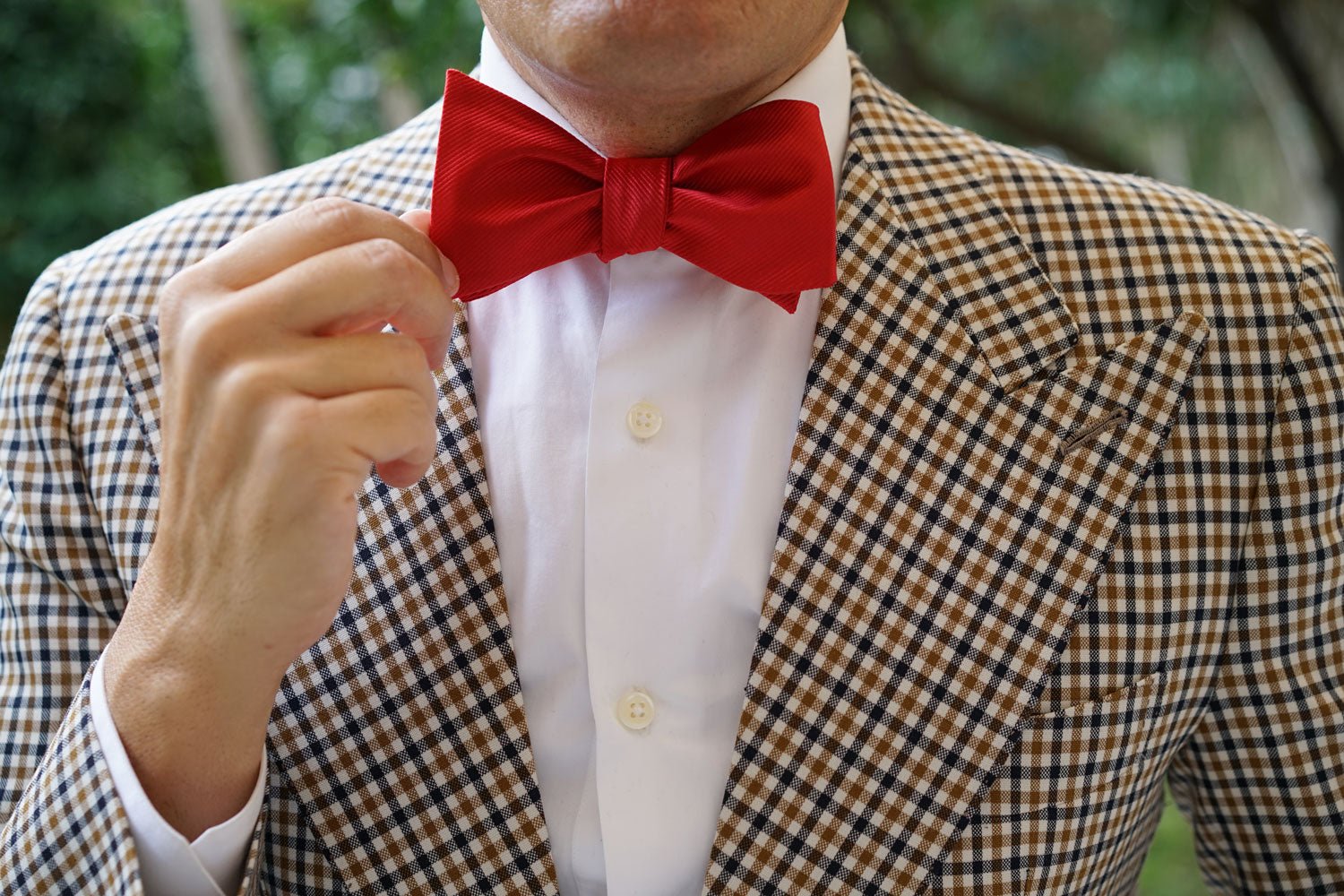 Red Cherry Twill Self Bow Tie