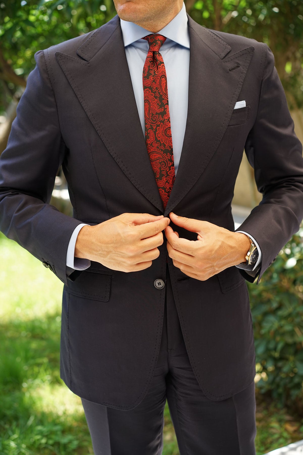 Paisley Red and Black Skinny Tie