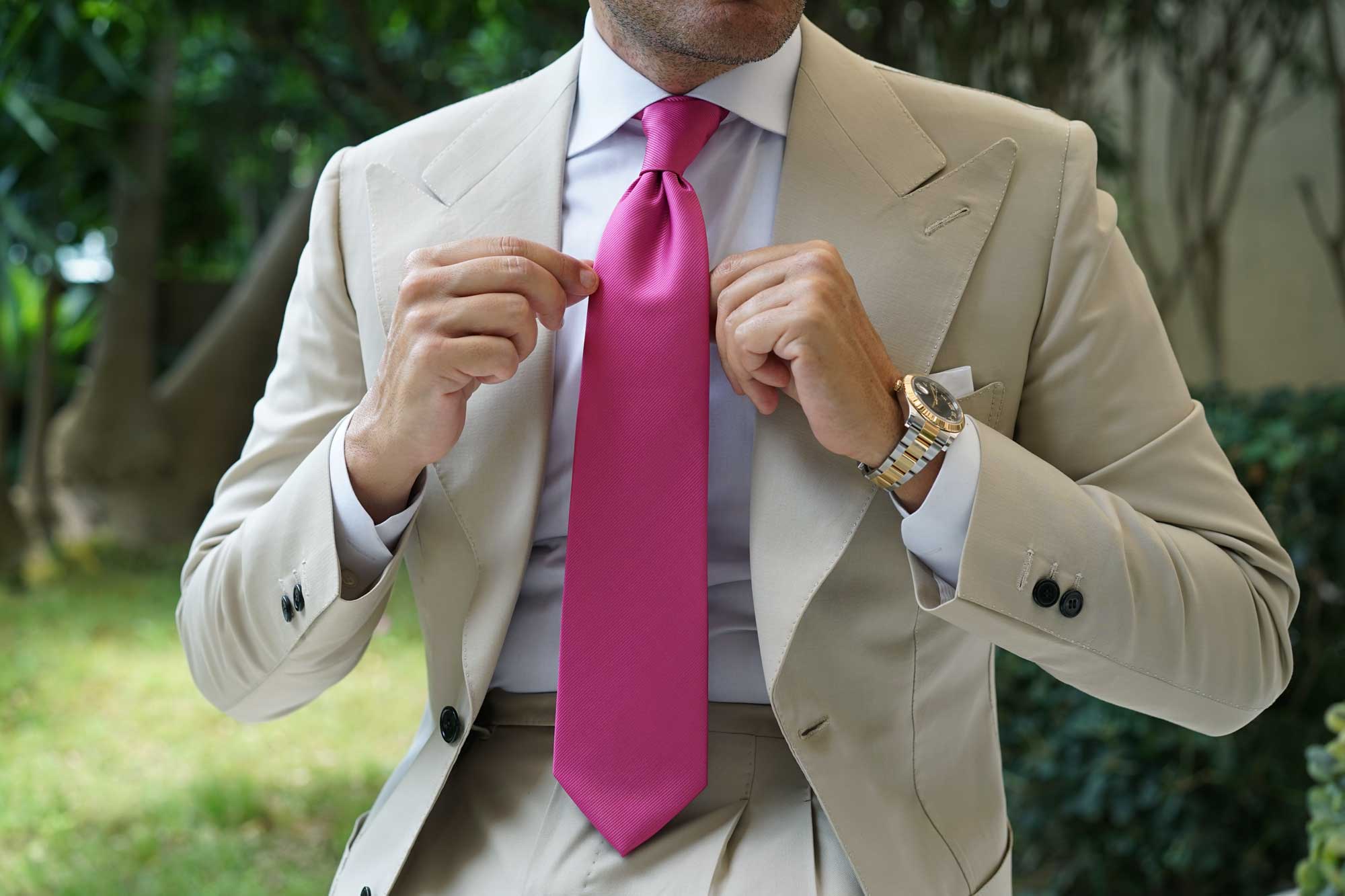 Fuchsia Pink Twill Necktie