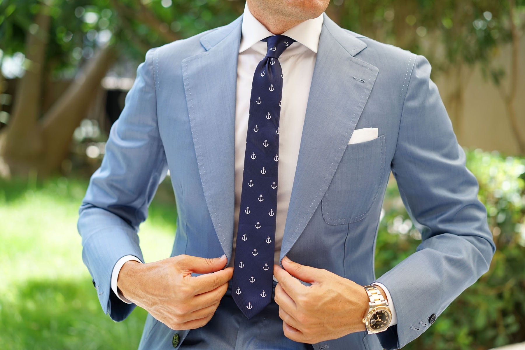 The OTAA Navy Blue Anchor Skinny Tie