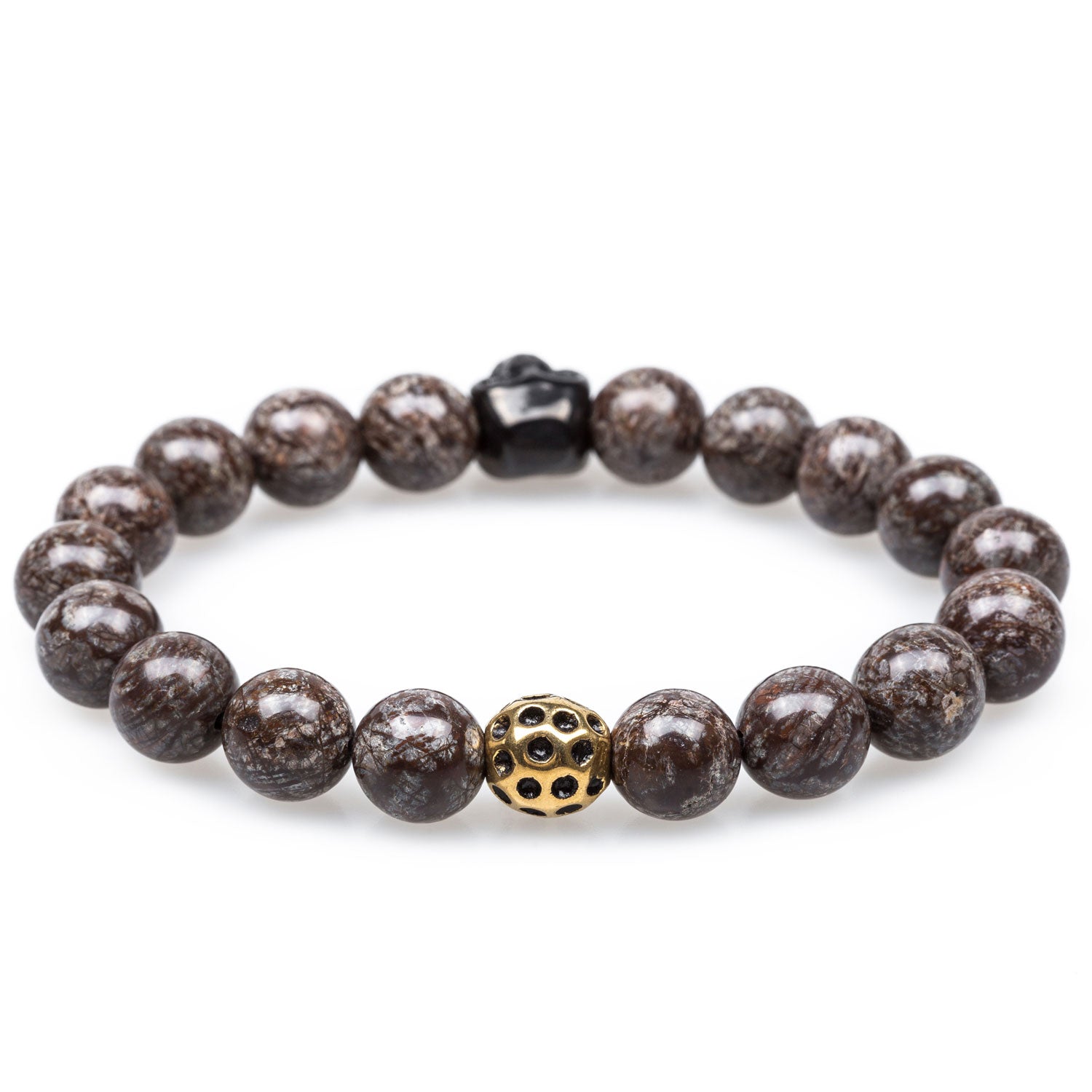 Atticus Brown Charcoal Rutile Black Skull Bracelet