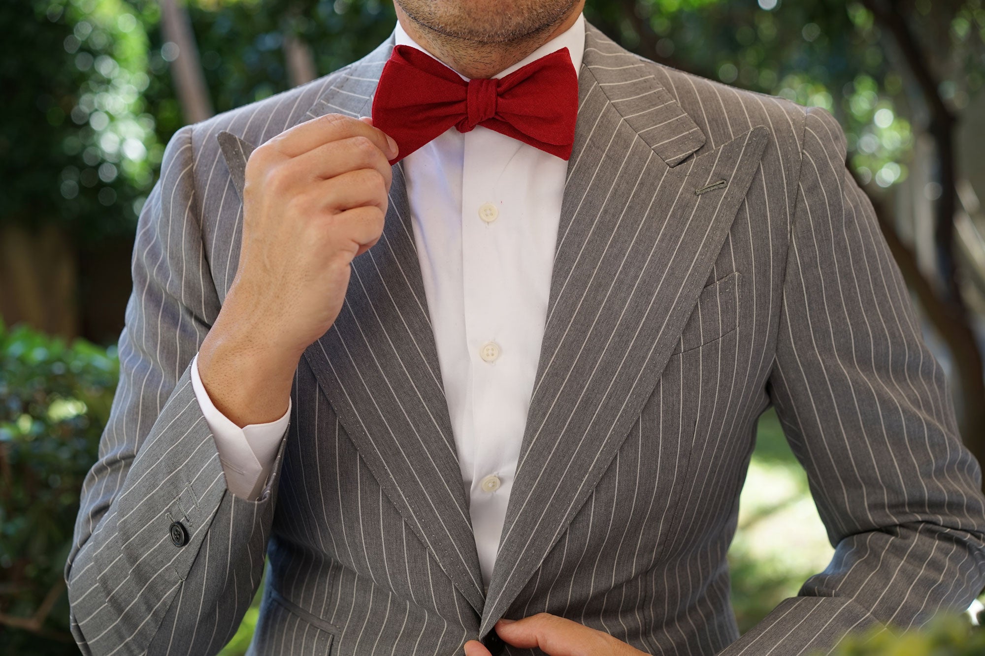 Apple Maroon Linen Self Bow Tie