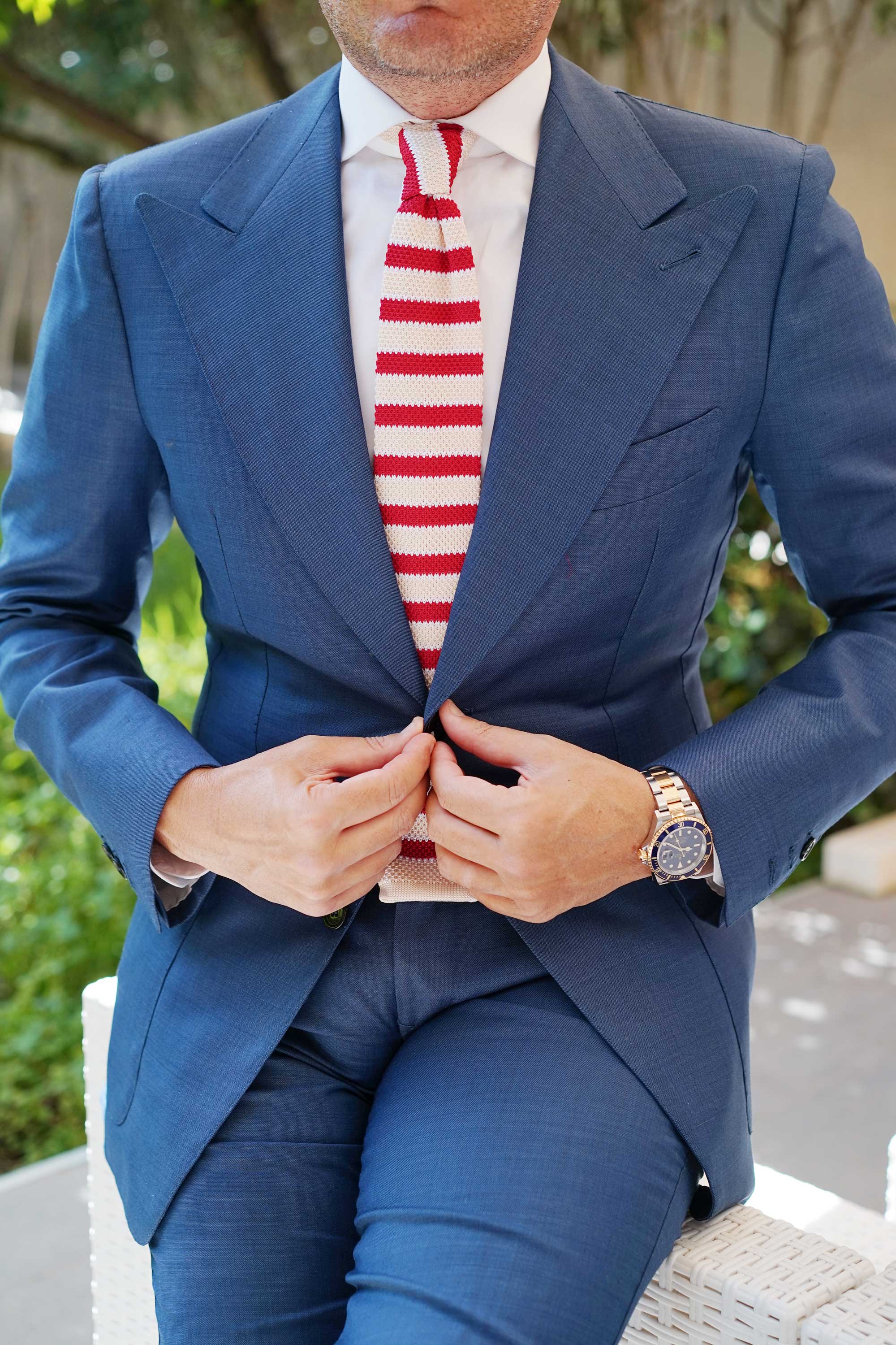 Mark Hanna Red Striped Knitted Tie