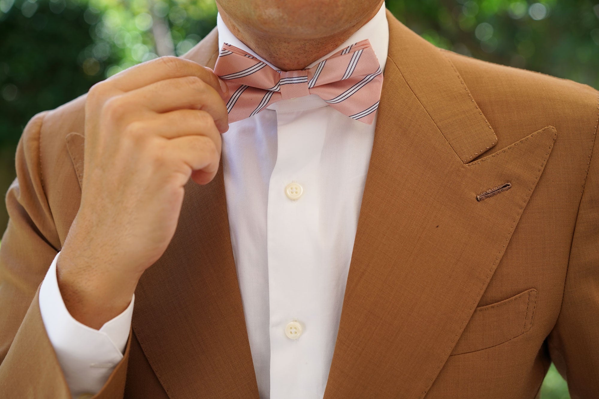 Dusty Peach Copacabana Striped Bow Tie