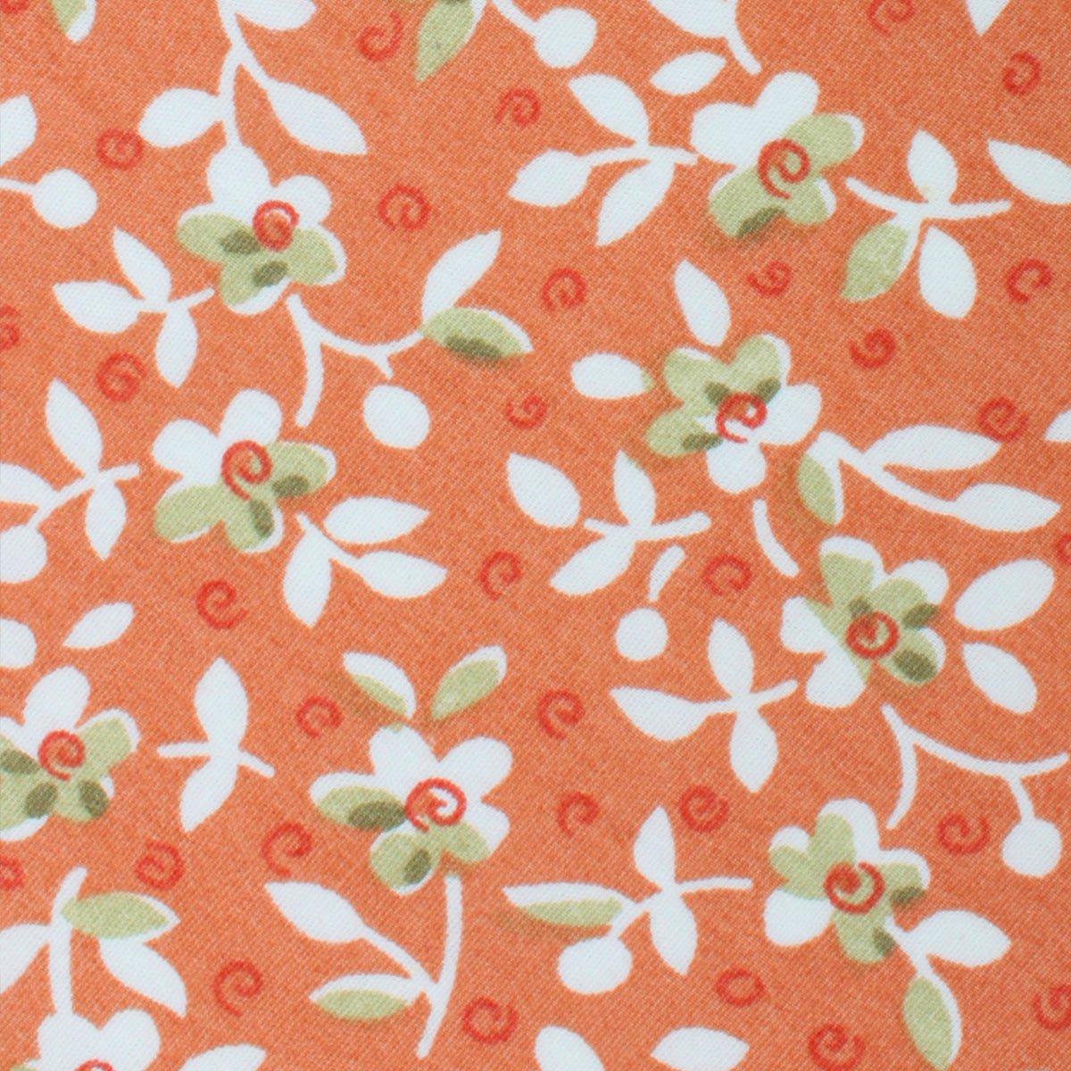 Fabric Swatch (Y277) - White Orchid Dusty Orange Floral