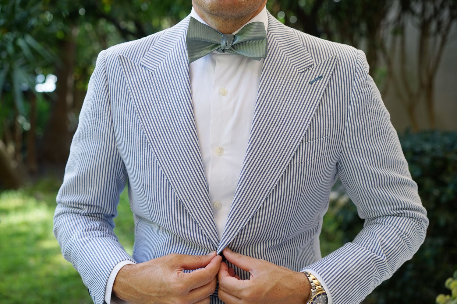 Silver Sage Twill Self Bow Tie