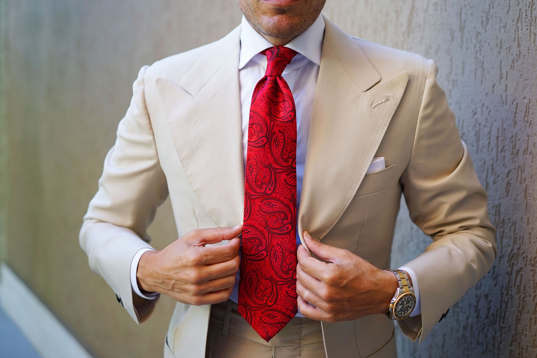 Paisley Red Maroon with Black Tie