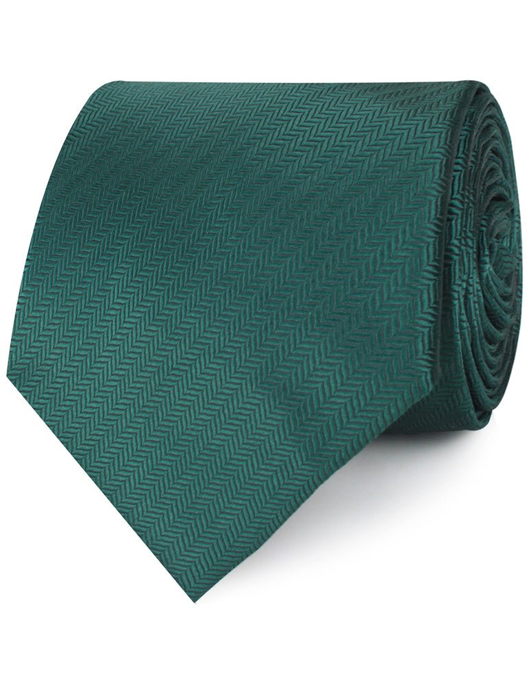 Dark Green Herringbone Necktie