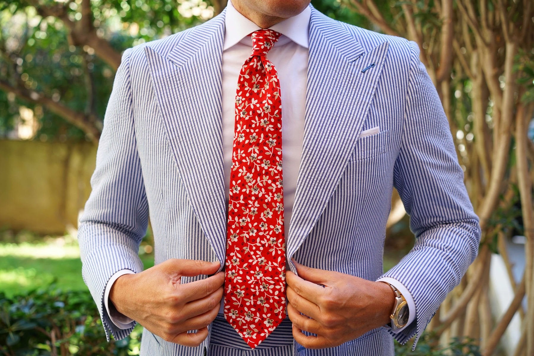 Yukata Red Floral Necktie