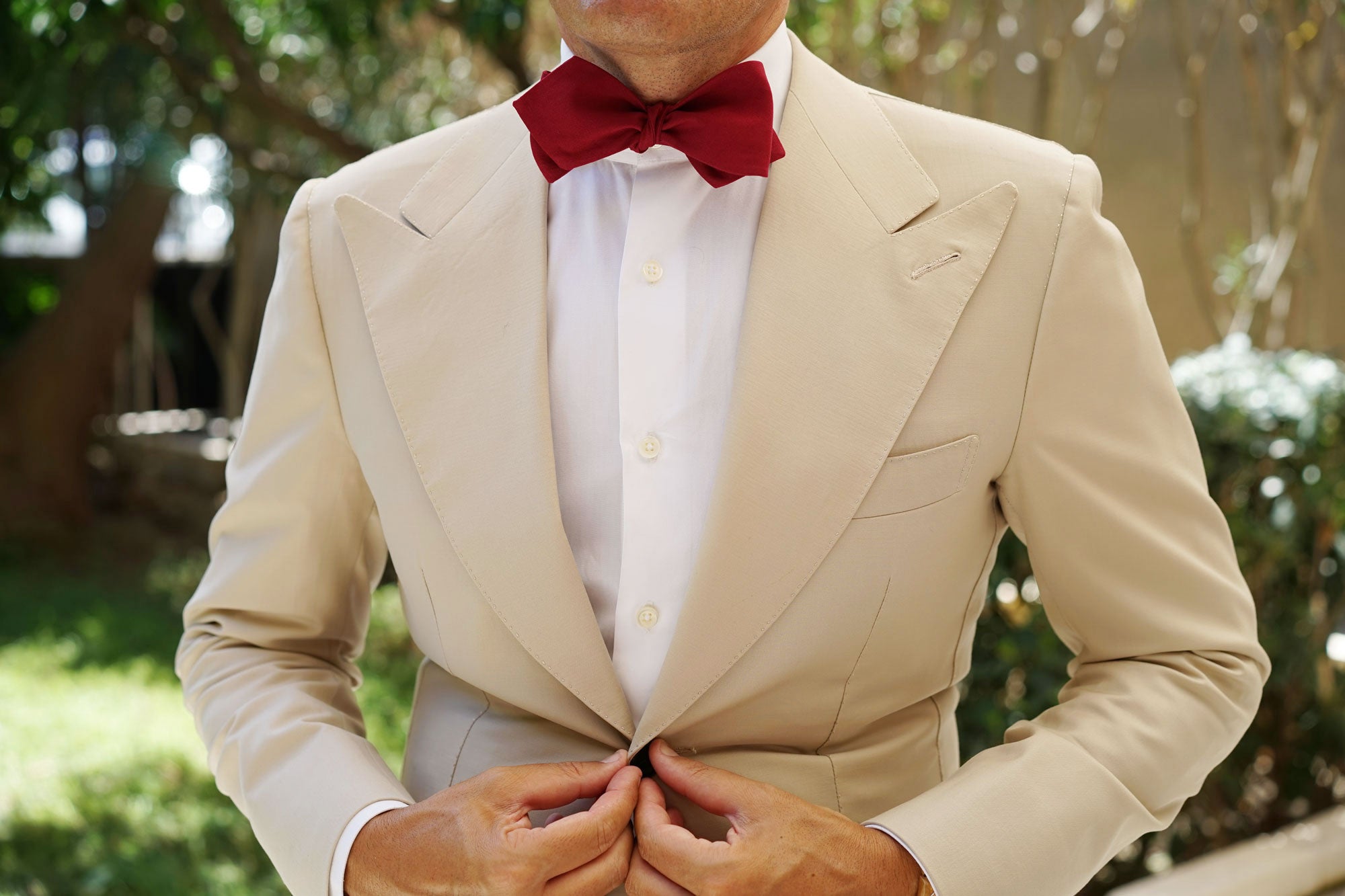 Maroon Cotton Self Tie Diamond Bow Tie