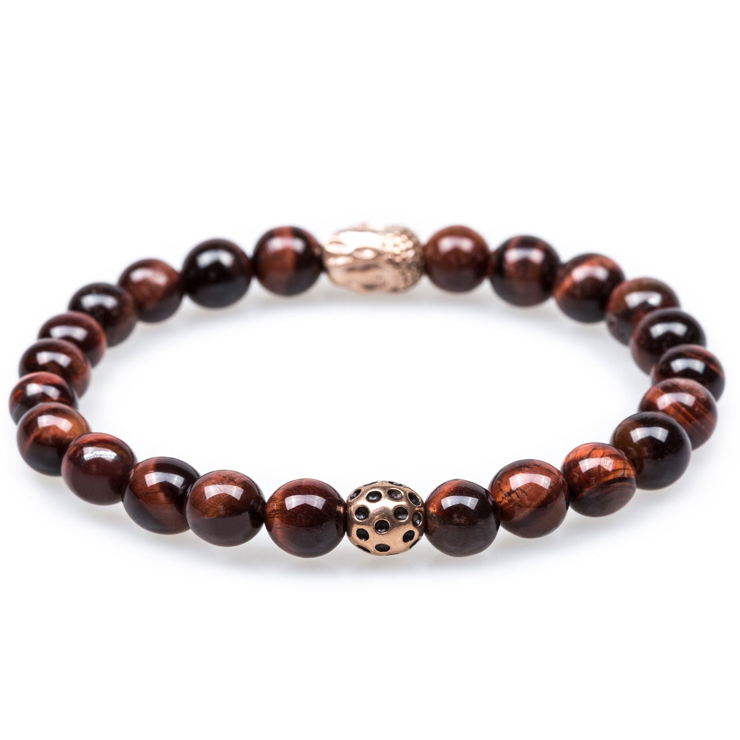 Angkor Red Tiger Eye Rose Gold Buddha Bracelet