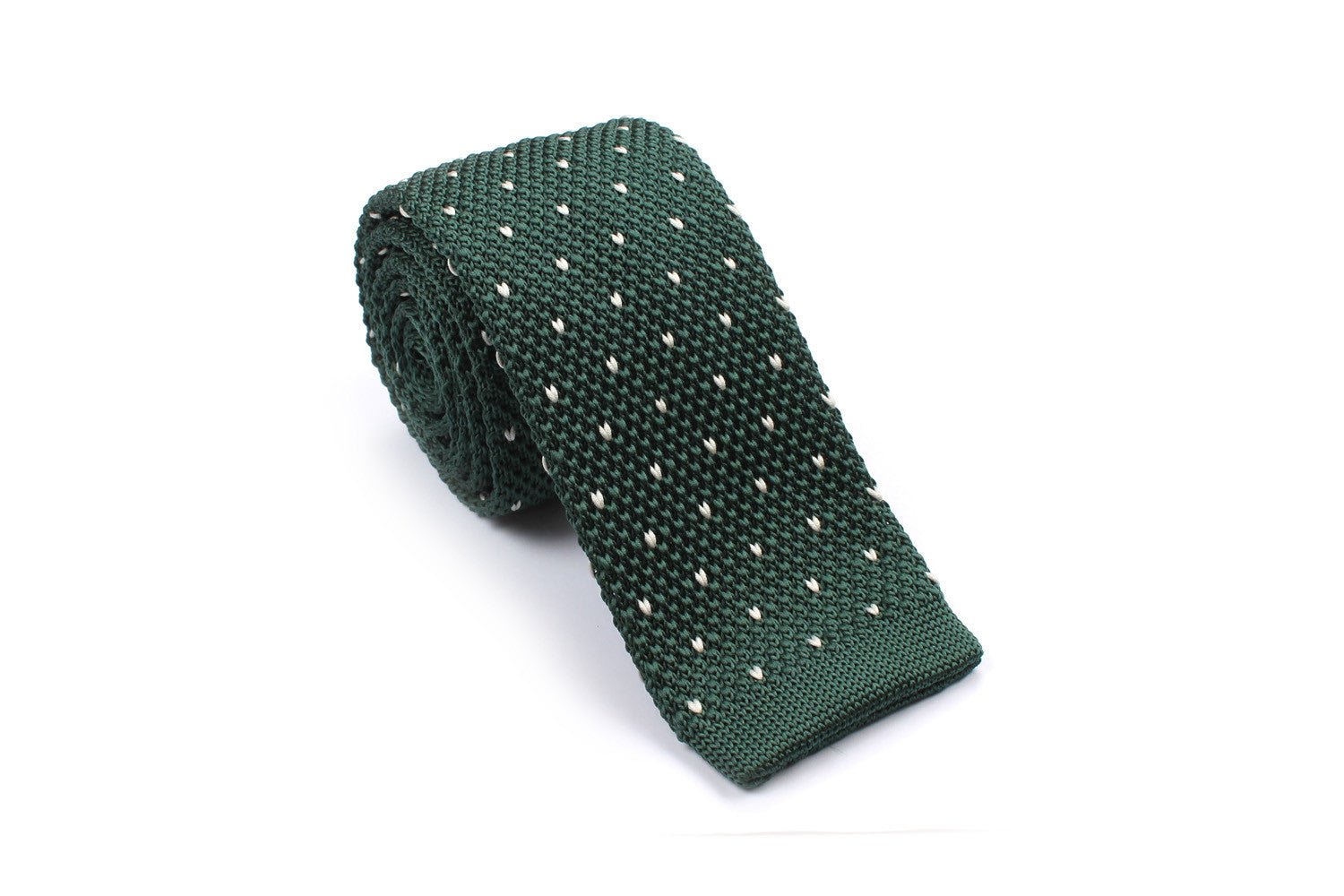 Forest Green & White Pattern Knitted Tie