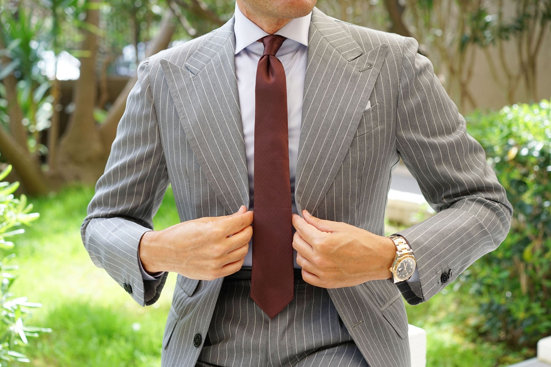 Russet Brown Herringbone Skinny Tie