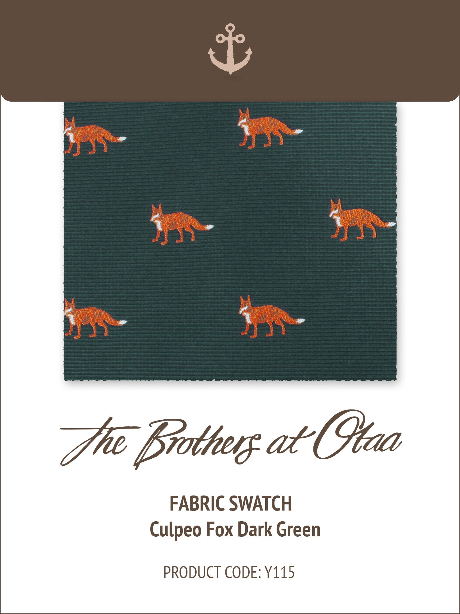 Fabric Swatch (Y115) - Culpeo Fox Dark Green