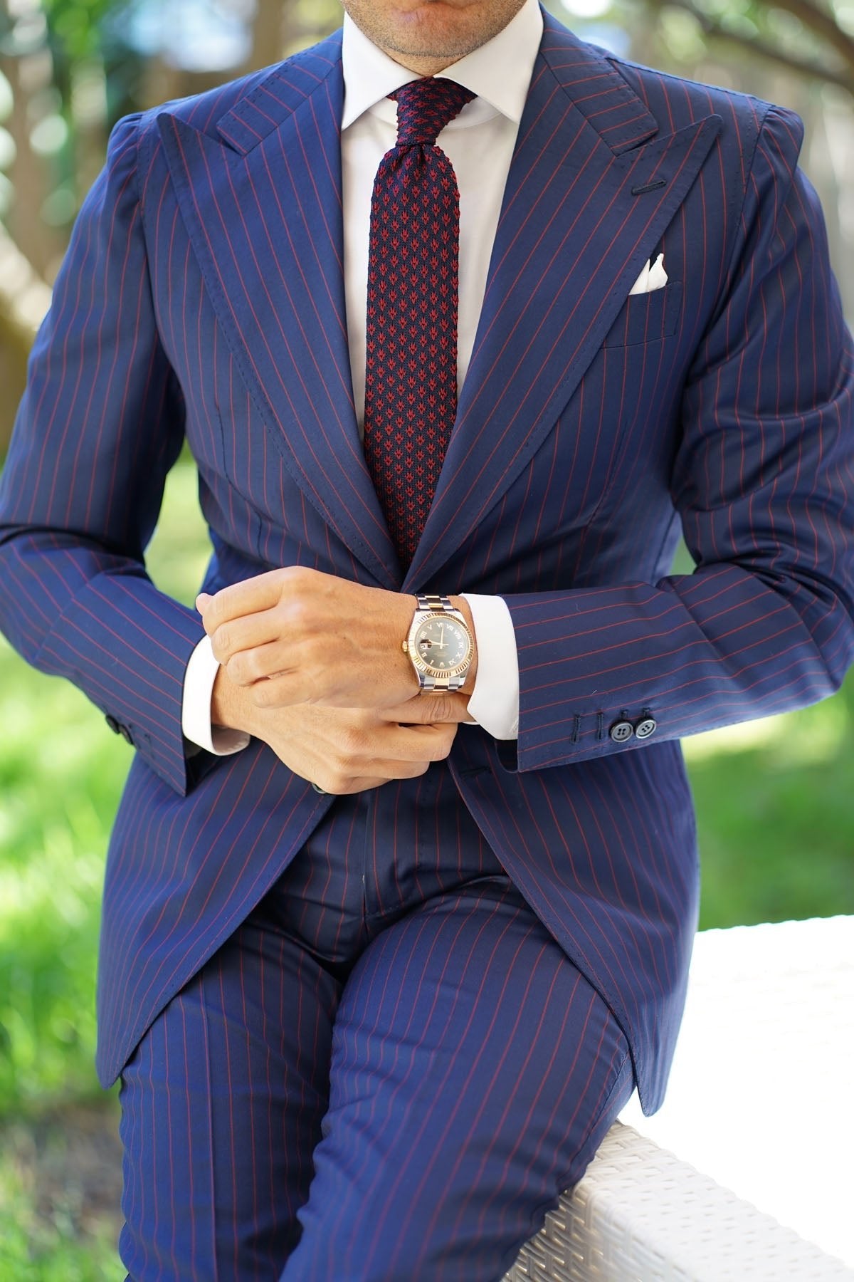 John D Rockefeller Maroon Knitted Tie