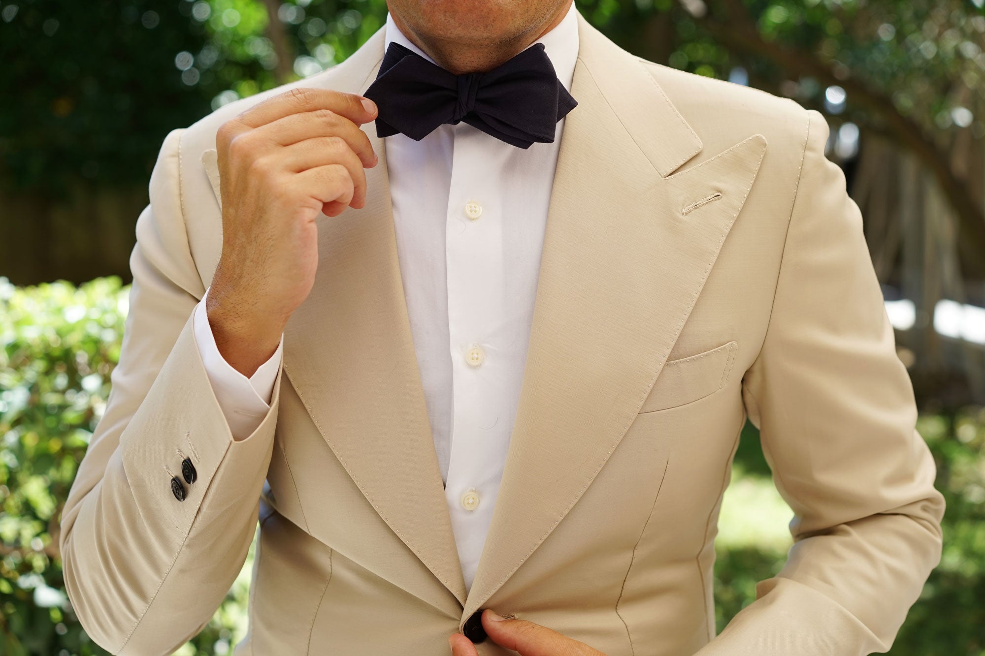 Navy Blue Cotton Self Tie Diamond Bow Tie