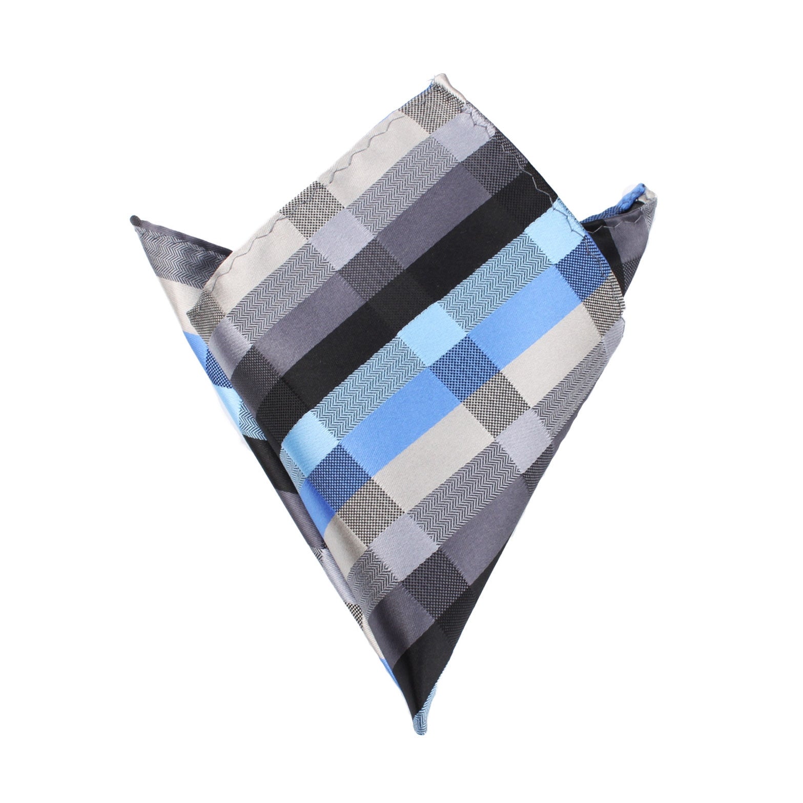 Black Grey Silver Blue Pattern Pocket Square