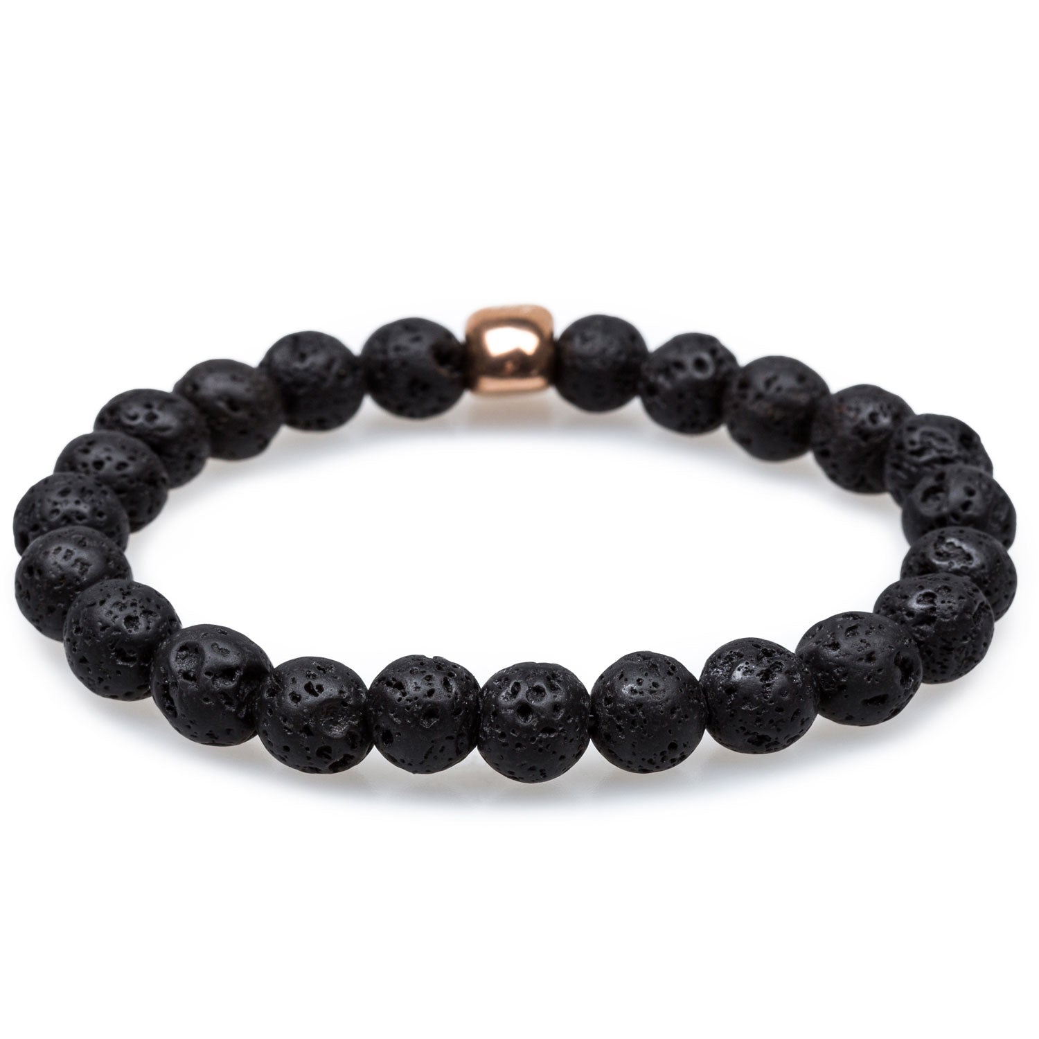 Davy Jones Volcanic Rock Rose Gold Skull Bracelet